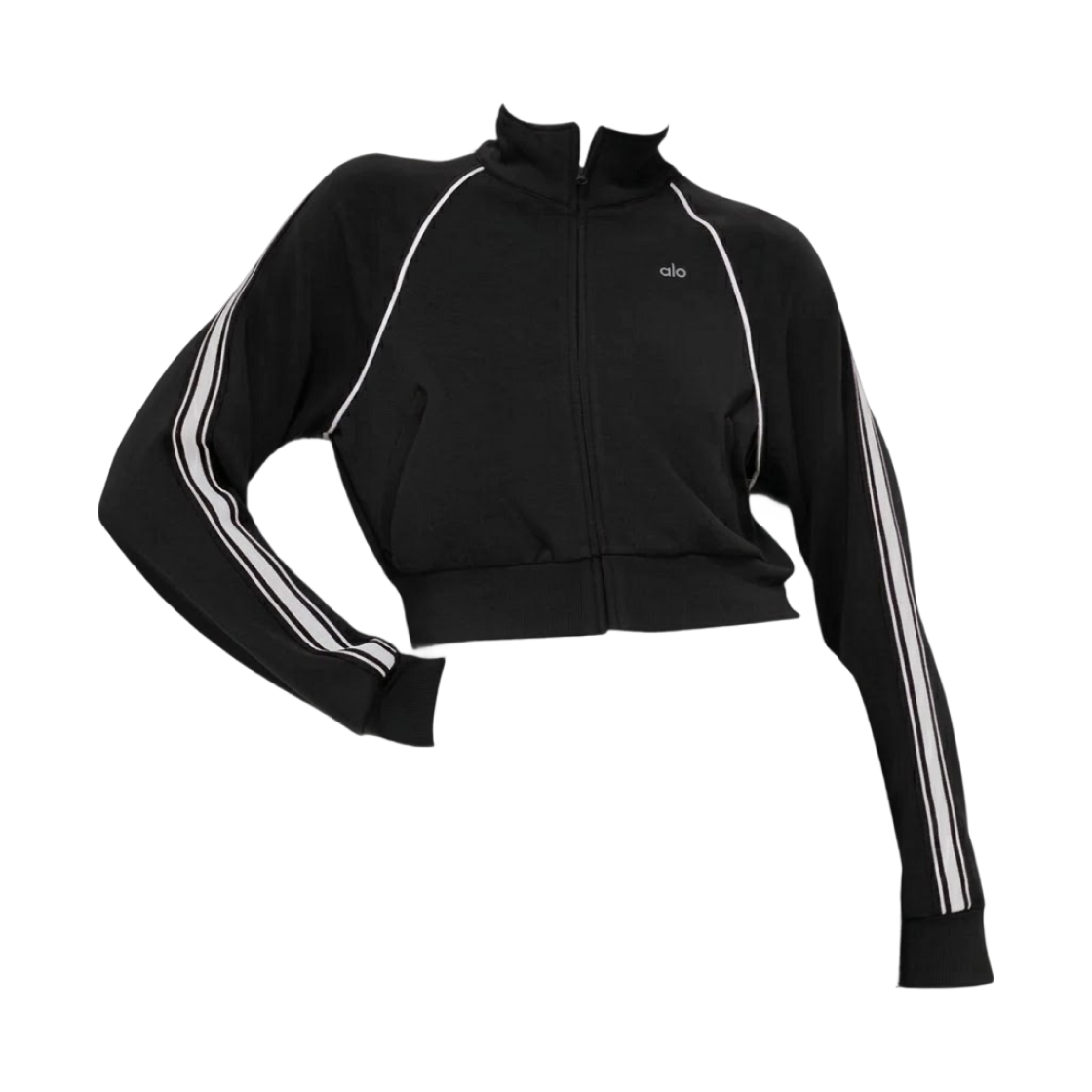 (W) 알로 요가 트랙 스타 풀집 자켓 블랙((W) Alo Yoga Track Star Full Zip Jacket Black) - 1