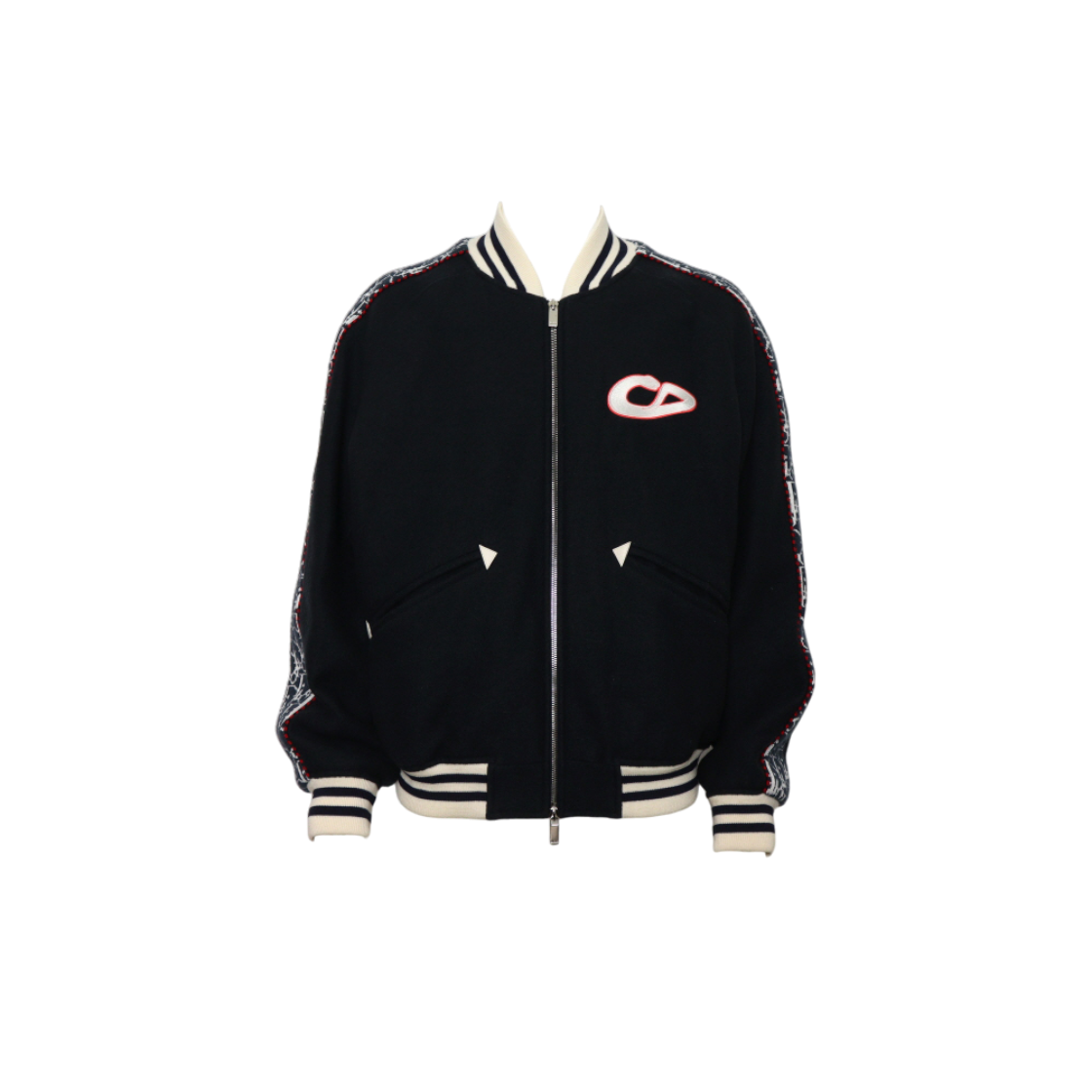 ITOGD83PK8TI Dior x KAWS Blue Oblique Virgin Wool Varsity Jacket