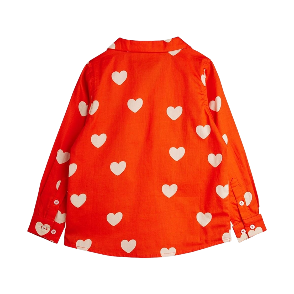 (키즈) 미니 로디니 하트 우븐 롱슬리브 셔츠 레드((Kids) Mini Rodini Hearts Woven Long Sleeve Shirt Red) - 2