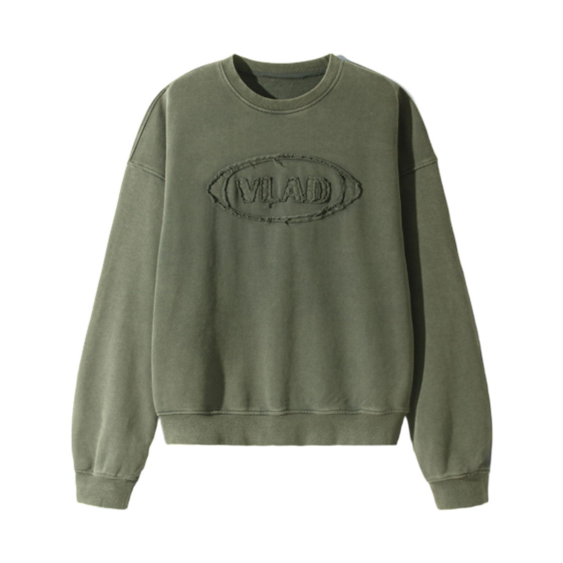 디미트리블랙 VLAD 컷오프 아플리케 스웨트셔츠 올리브(Dimitri Black VLAD Cut-Off Applique Sweatshirt Olive)