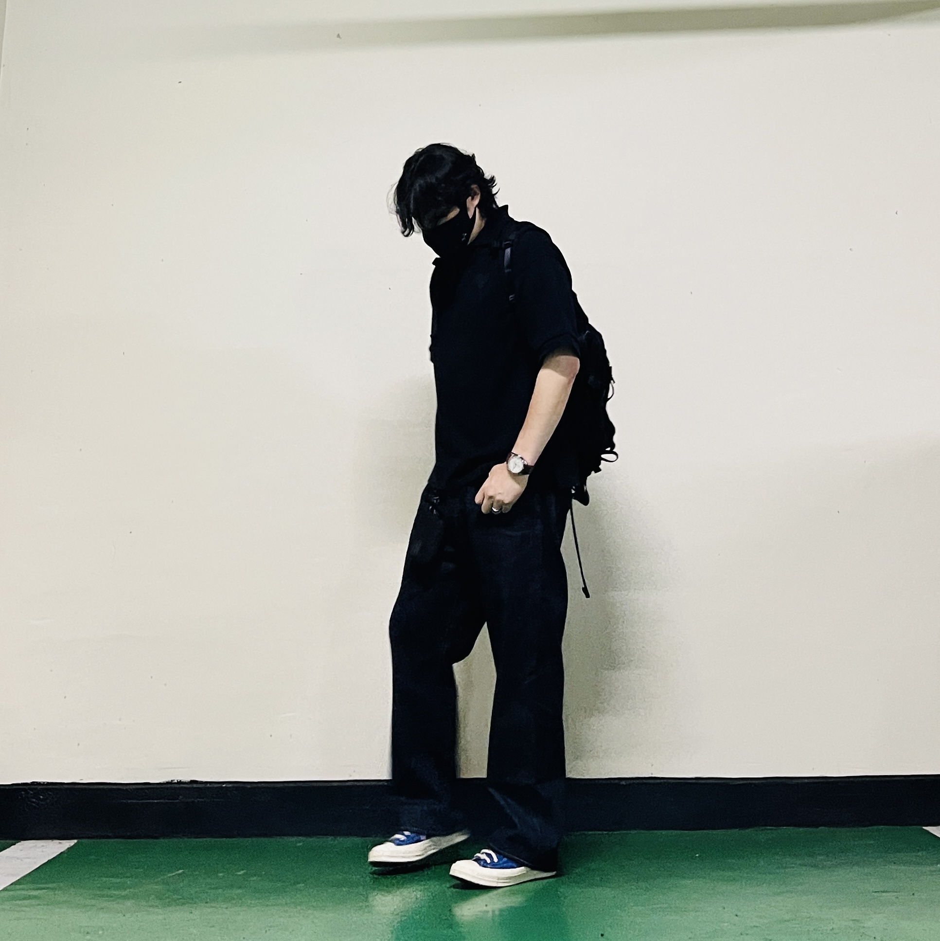 Supreme Backpack Black - 26SS, AMI de Coeur Tone-On-Tone Polo Shirt Black 착용 스타일 - 6