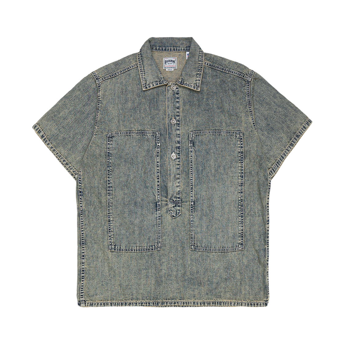 휴스턴 재팬 U.S. 코튼 데님 S/S 유에스 아미 풀오버 셔츠 블리치 41343(Houston Japan U.S. Cotton Denim S/S U.S. ARMY Pullover Shirt Bleach 41343)
