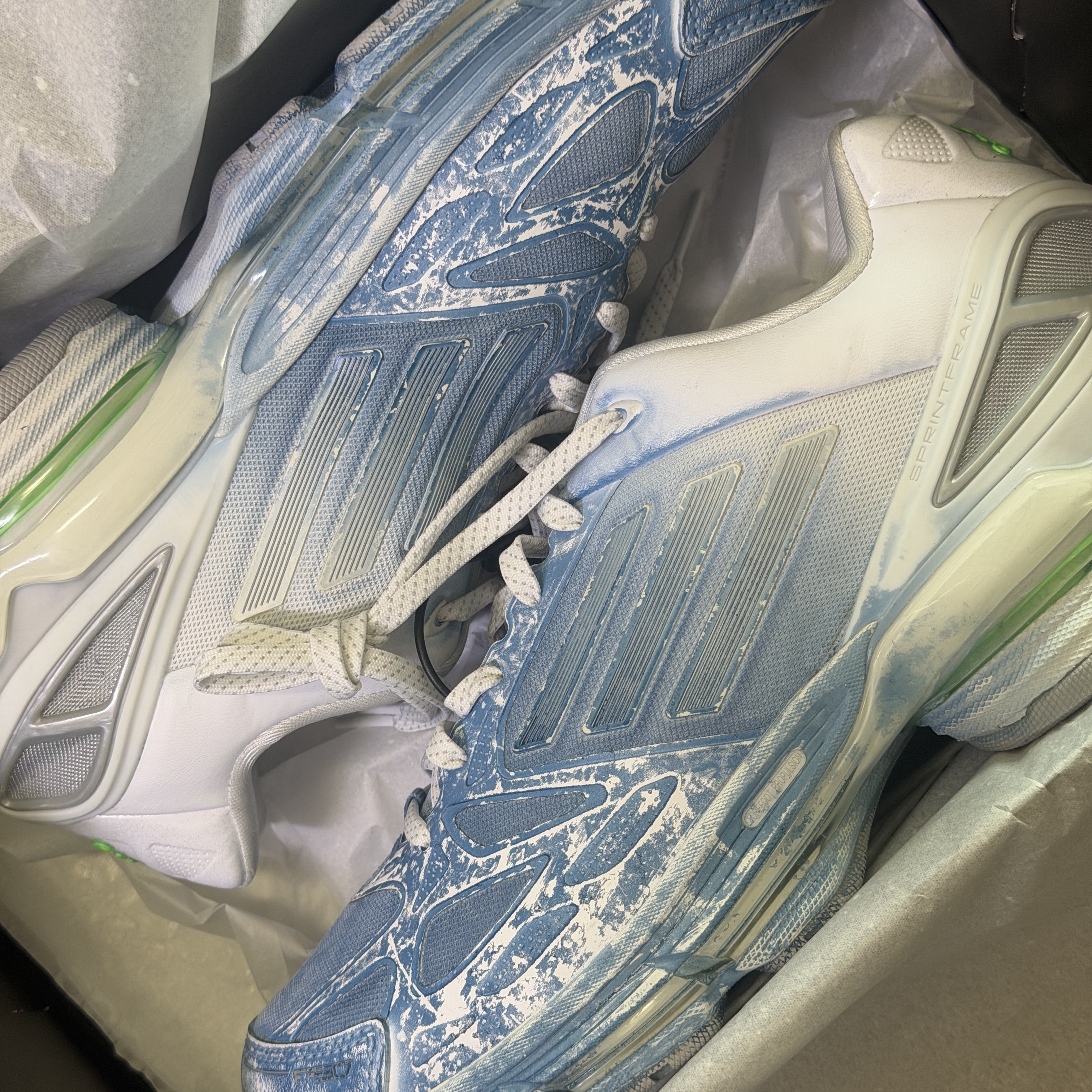 Adidas Adizero F50 Cloud White Zero Metallic 착용 스타일