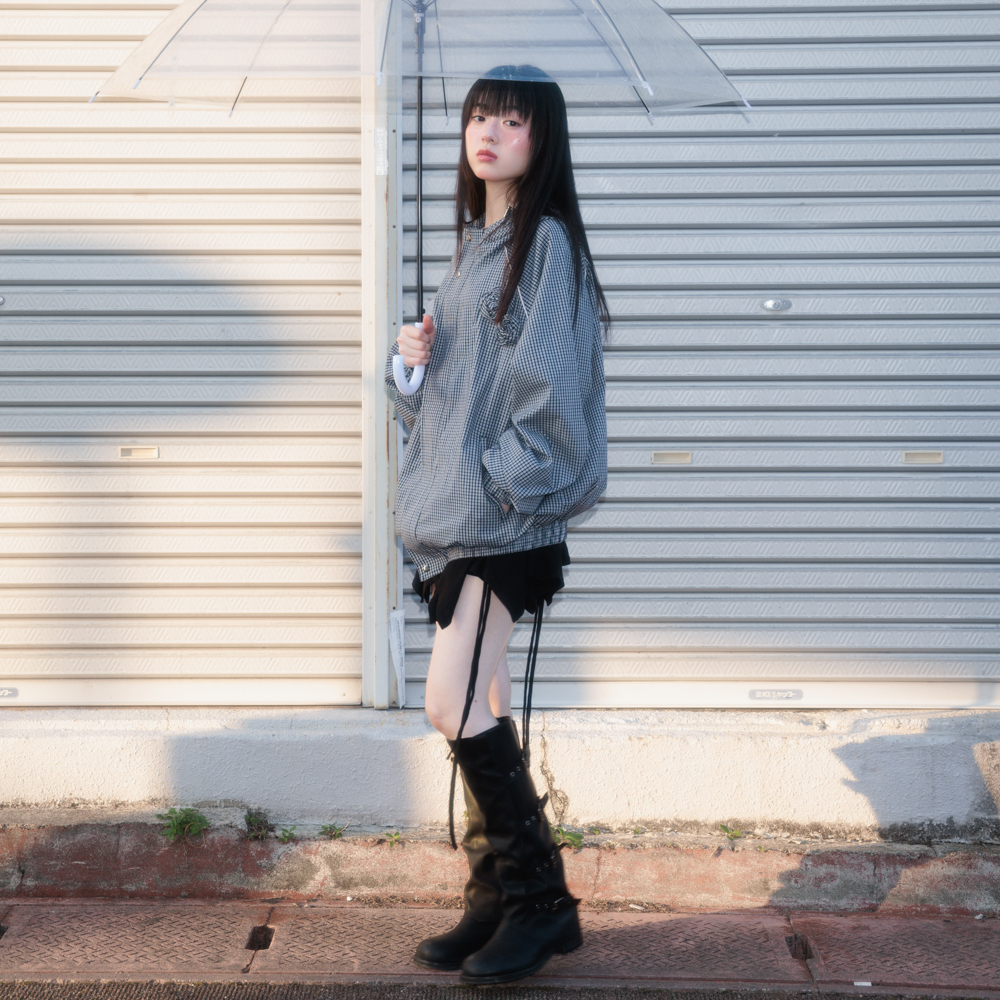 로제프란츠 로즈 코사지 체크 윈드브레이커 네이비(Rosefrantz Rose Corsage Check Windbreaker [Navy]) - 6
