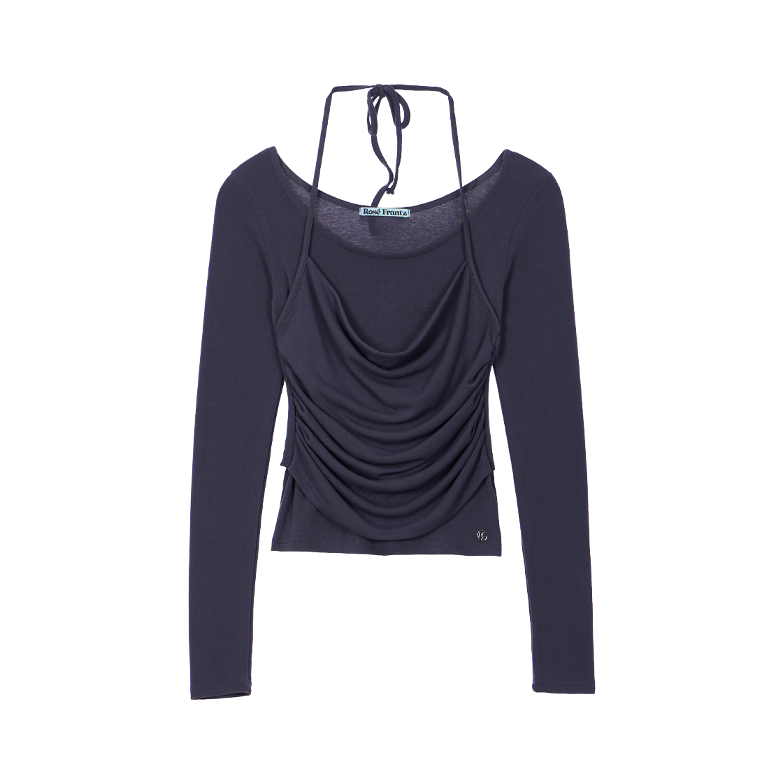 RS26CLS101CRC Rosefrantz Drape Layered Halter Long Sleeve [Charcoal]