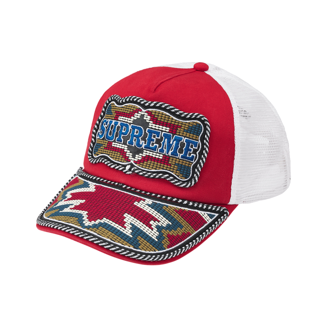 슈프림 웨스턴 자수 메쉬 백 5-패널 레드 - 26SS(Supreme Western Embroidered Mesh Back 5-Panel Red - 26SS) - 1