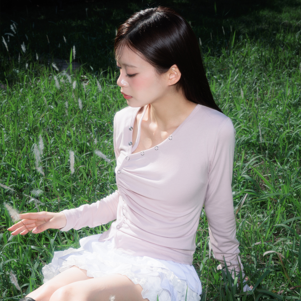 로제프란츠 언밸런스 셔링 롱슬리브 핑크(Rosefrantz Unbalanced Shirring Long Sleeve [Pink]) - 3