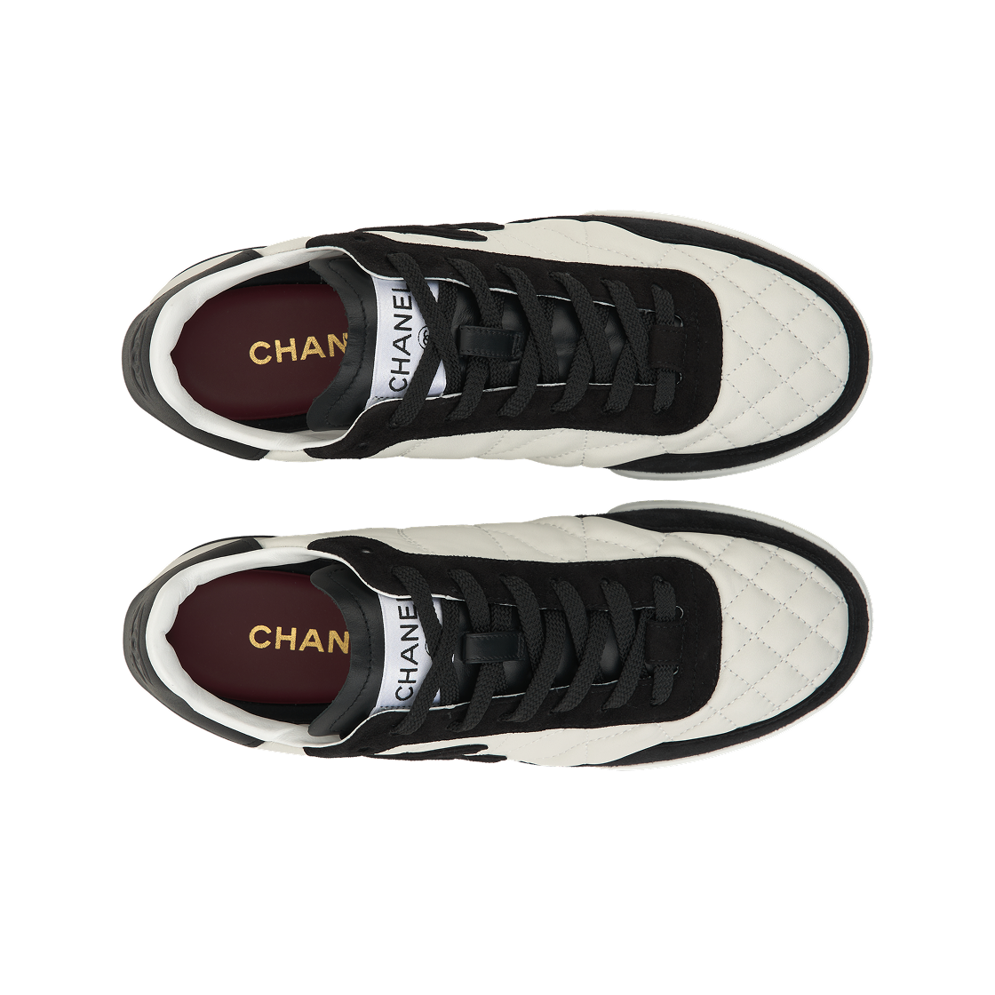 (W) 샤넬 카프스킨 스웨이드 스니커즈 화이트 블랙((W) Chanel Calfskin Suede Sneakers White Black) - 5