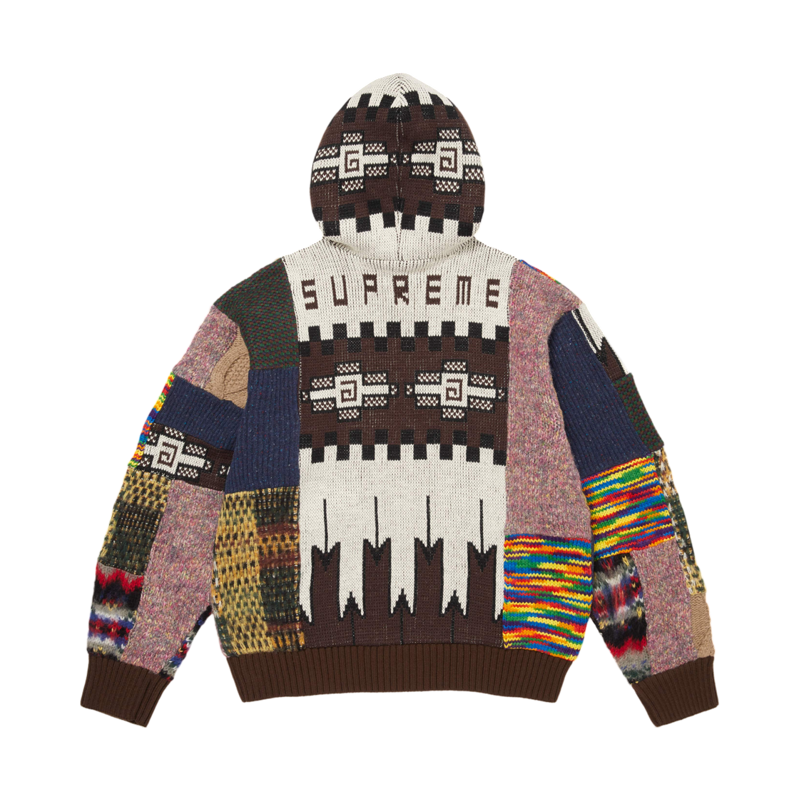 슈프림 패치워크 집업 후드 스웨터 브라운 - 26SS(Supreme Patchwork Zip Up Hooded Sweater Brown - 26SS) - 2