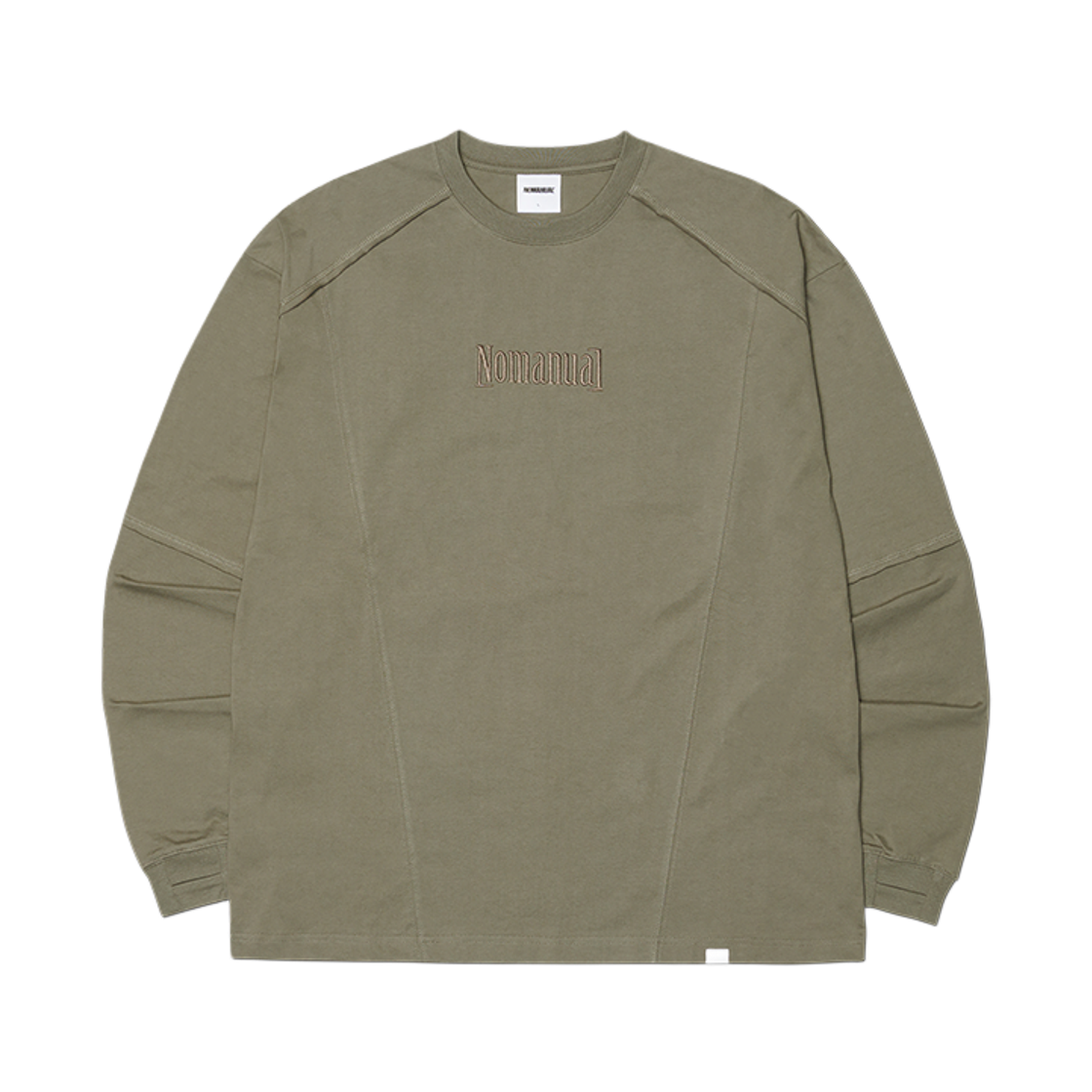 NMSS62LS07KHA NOMANUAL Embroidered Logo Long Sleeve Tee Khaki