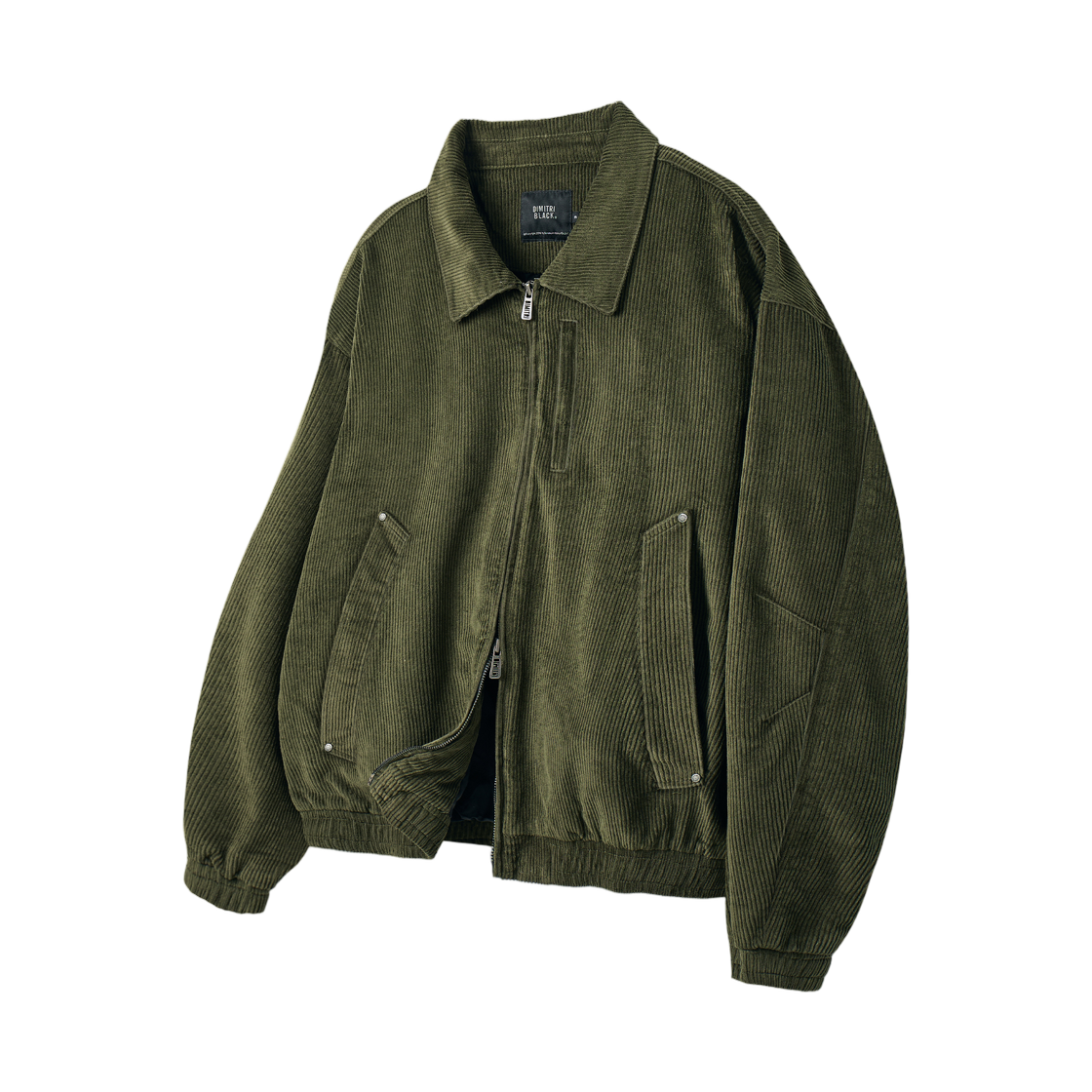 디미트리블랙 투웨이 크롭 코듀로이 드리즐러 자켓 올리브(Dimitri Black 2Way Crop Corduroy Drizzler Jacket Olive)