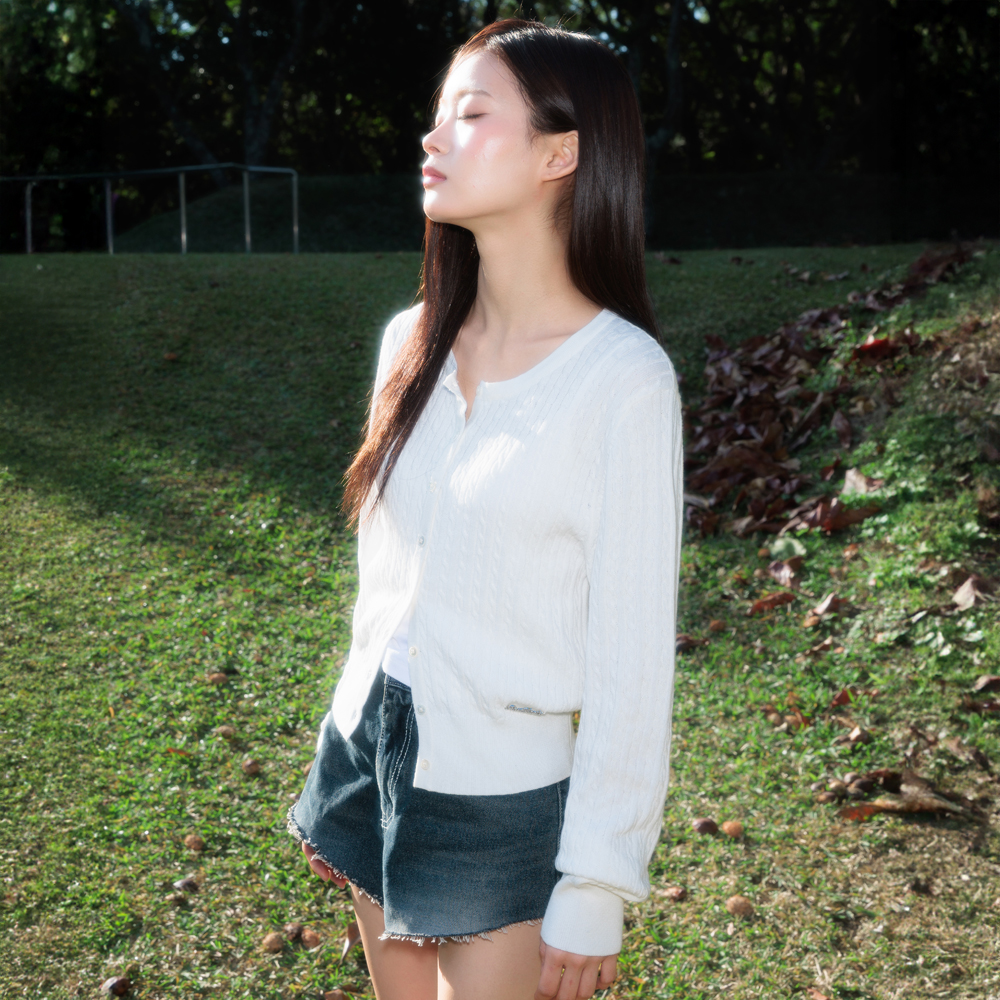 로제프란츠 케이블 니트 베이직 가디건 아이보리(Rosefrantz Cable Knit Basic Cardigan [Ivory]) - 2