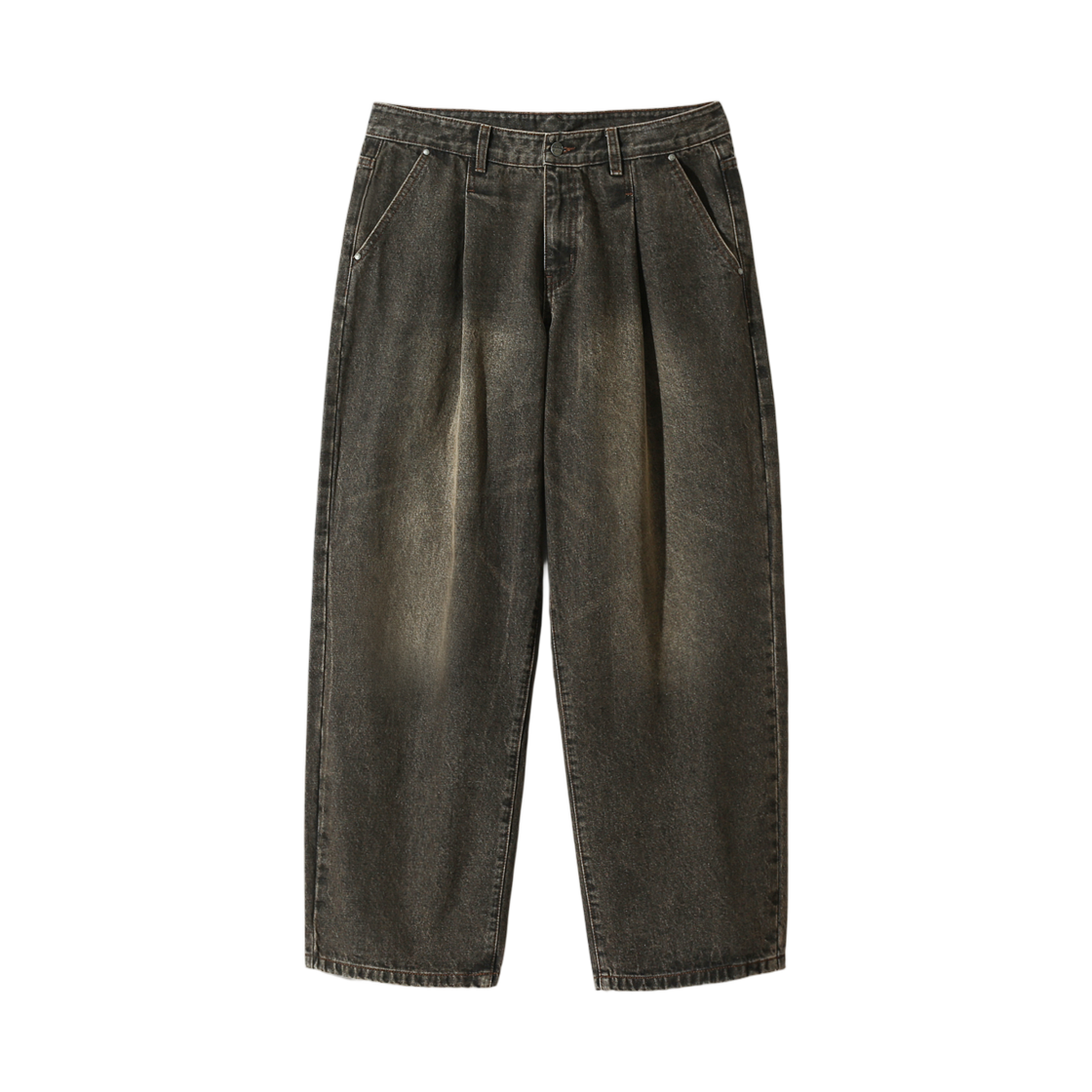 ABD8DP02DB Dimitri Black ASI Essential One Tuck Wide Denim Pants Dust Black
