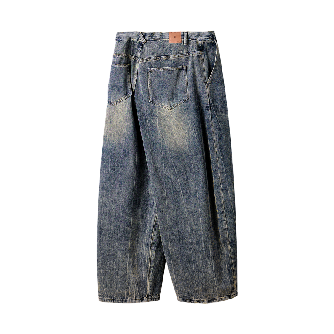 디미트리블랙 원턱 커브드 크리스 워싱 와이드 데님 팬츠 더스트 인디고(Dimitri Black One Tuck Curved Crease Washing Wide Denim Pants Dust Indigo) - 2