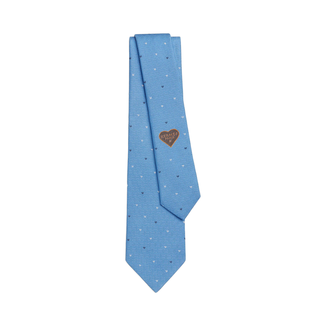 H339445T07 Hermes Hearts Tie Ciel Blanc Marine
