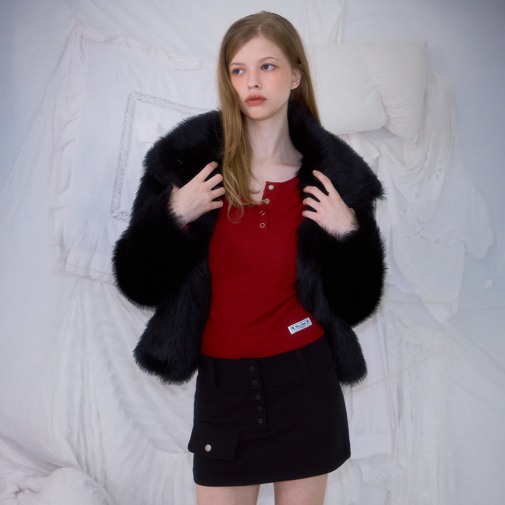 로제프란츠 크롭 믹스 퍼 자켓 블랙(Rosefrantz Crop Mix Fur Jacket [Black]) - 5