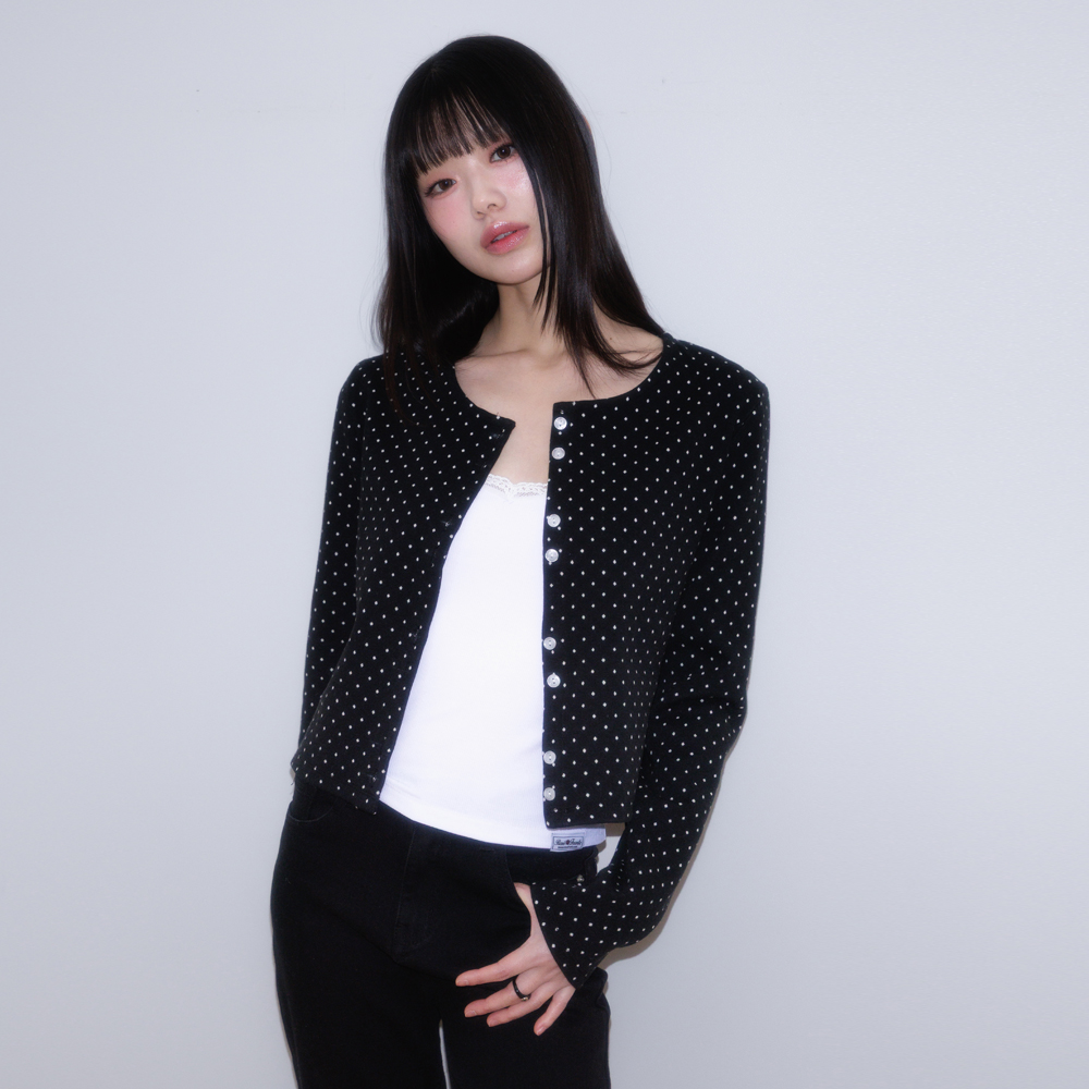 로제프란츠 도트 버튼 포인트 가디건 블랙(Rosefrantz Dot Button Point Cardigan [Black]) - 4