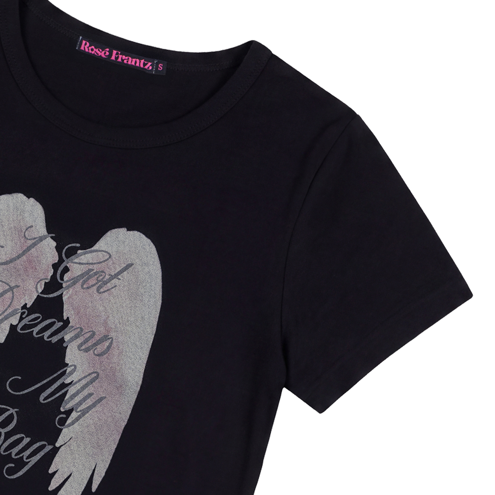로제프란츠 엔젤 윙 레터링 티셔츠 블랙(Rosefrantz Angel Wing Lettering T-shirt [Black]) - 3