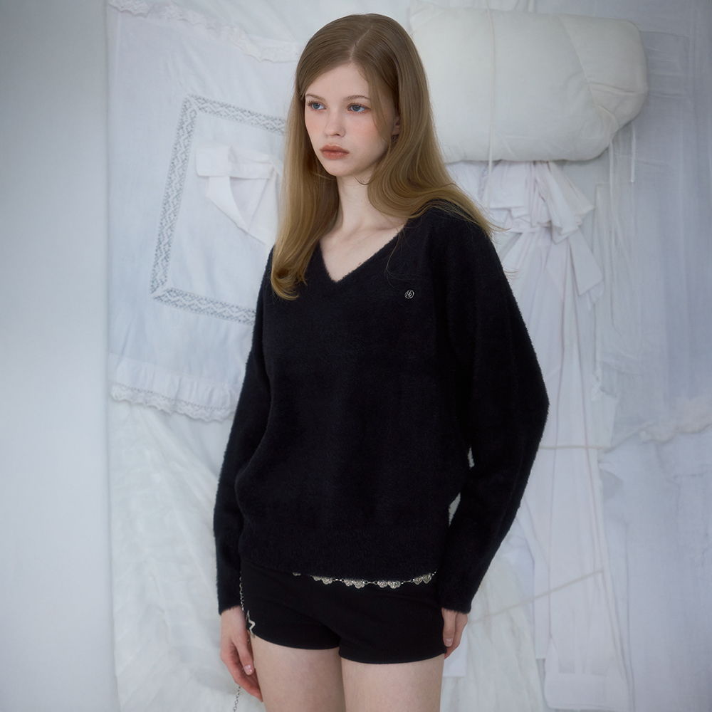 로제프란츠 퍼 브이넥 니트 블랙(Rosefrantz Fur V-neck Knit [Black]) - 6