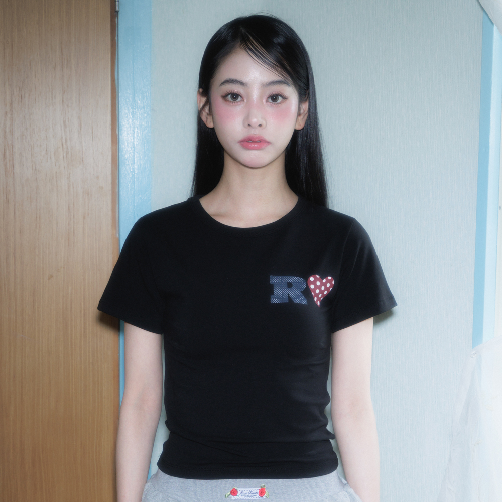 로제프란츠 도트 하트 코튼 티셔츠 블랙(Rosefrantz Dot Heart Cotton T-Shirt [Black]) - 2