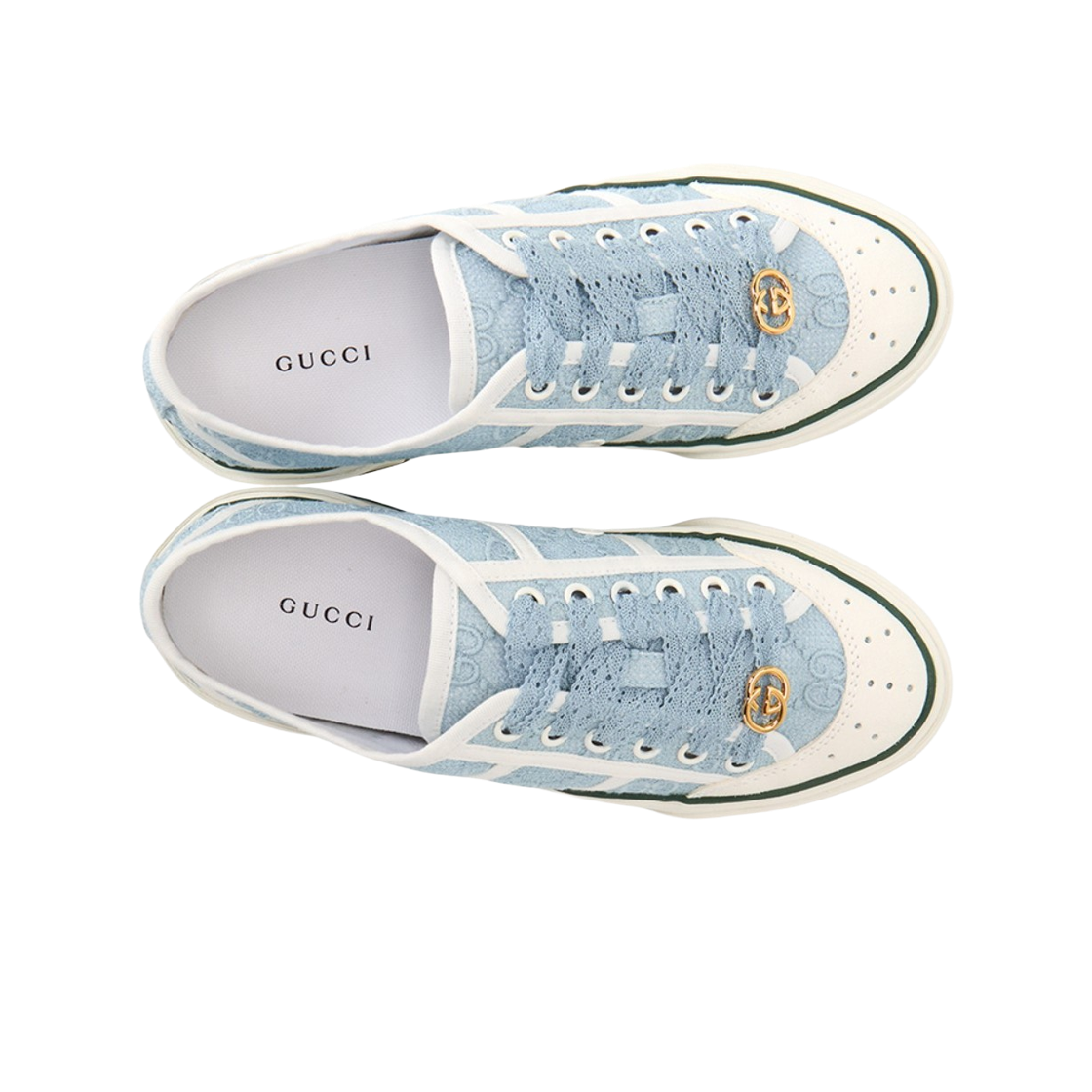 (W) 구찌 GG 캔버스 레이스 스니커즈 스카이 블루((W) Gucci GG Canvas Lace Sneakers Sky Blue) - 2
