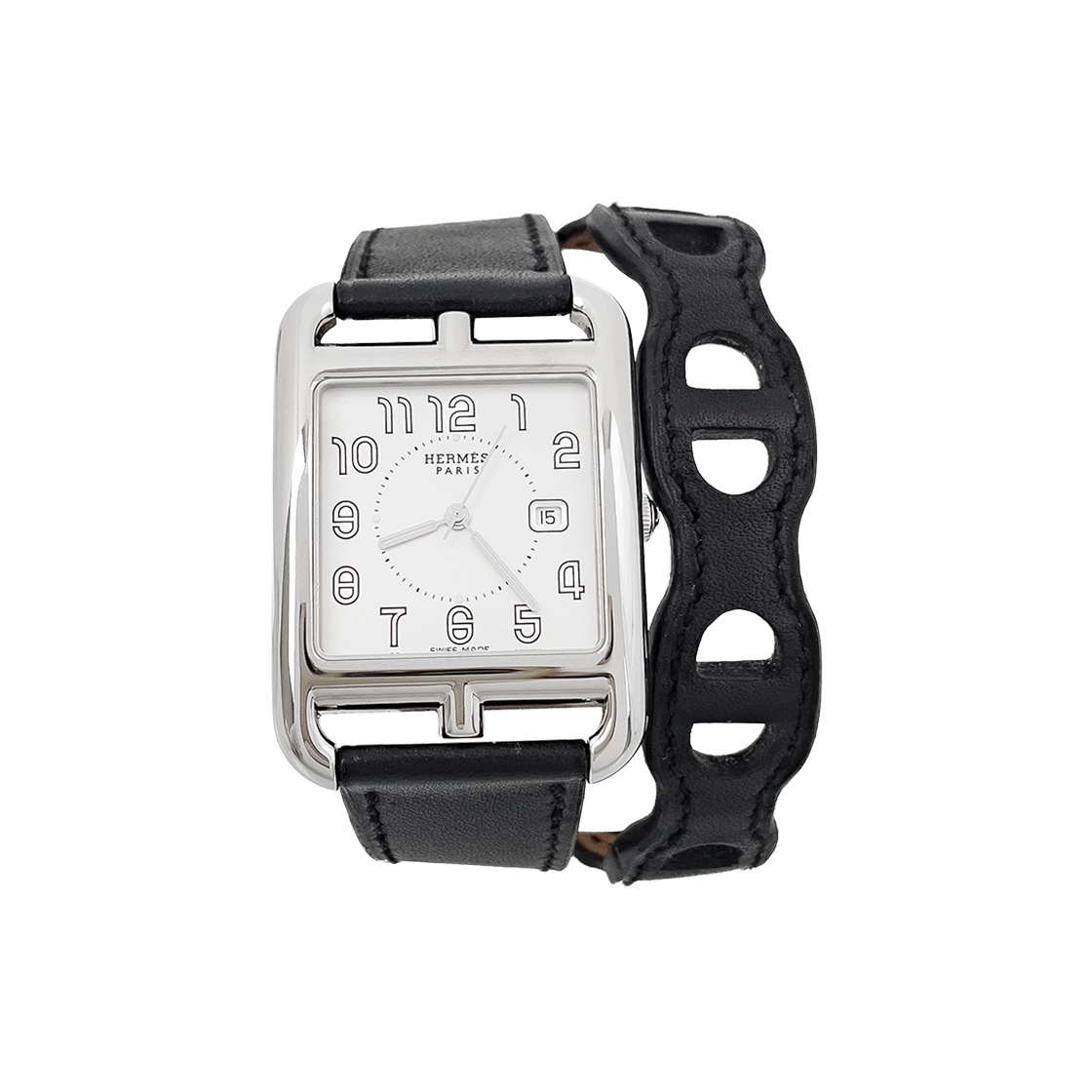 ITIS4PJUD9JN Hermes Cape Cod GM Double Tour Steel Black Barenia