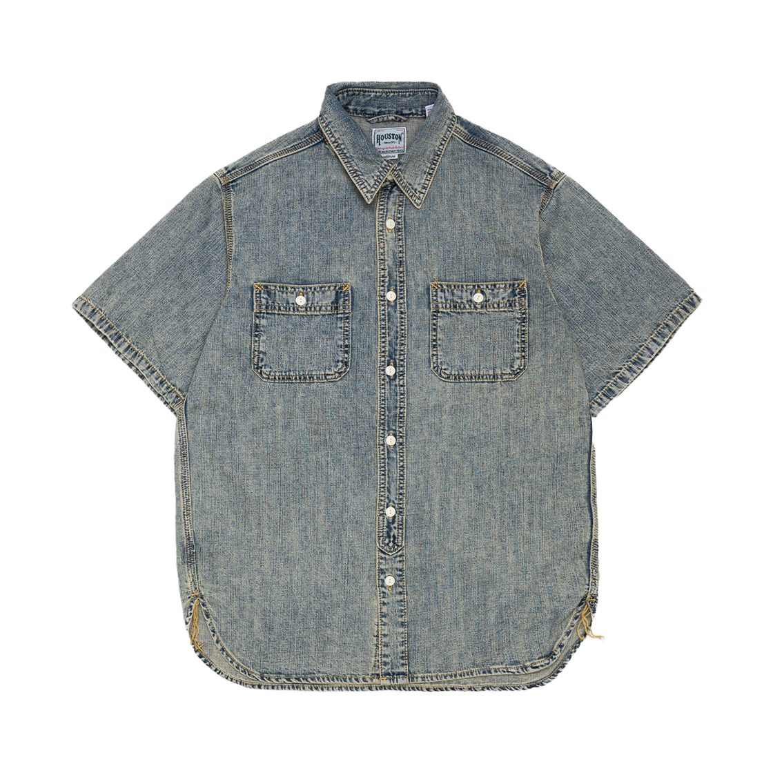 휴스턴 재팬 U.S. 코튼 데님 S/S 워크 셔츠 블리치 41341(Houston Japan U.S. Cotton Denim S/S Work Shirt Bleach 41341)