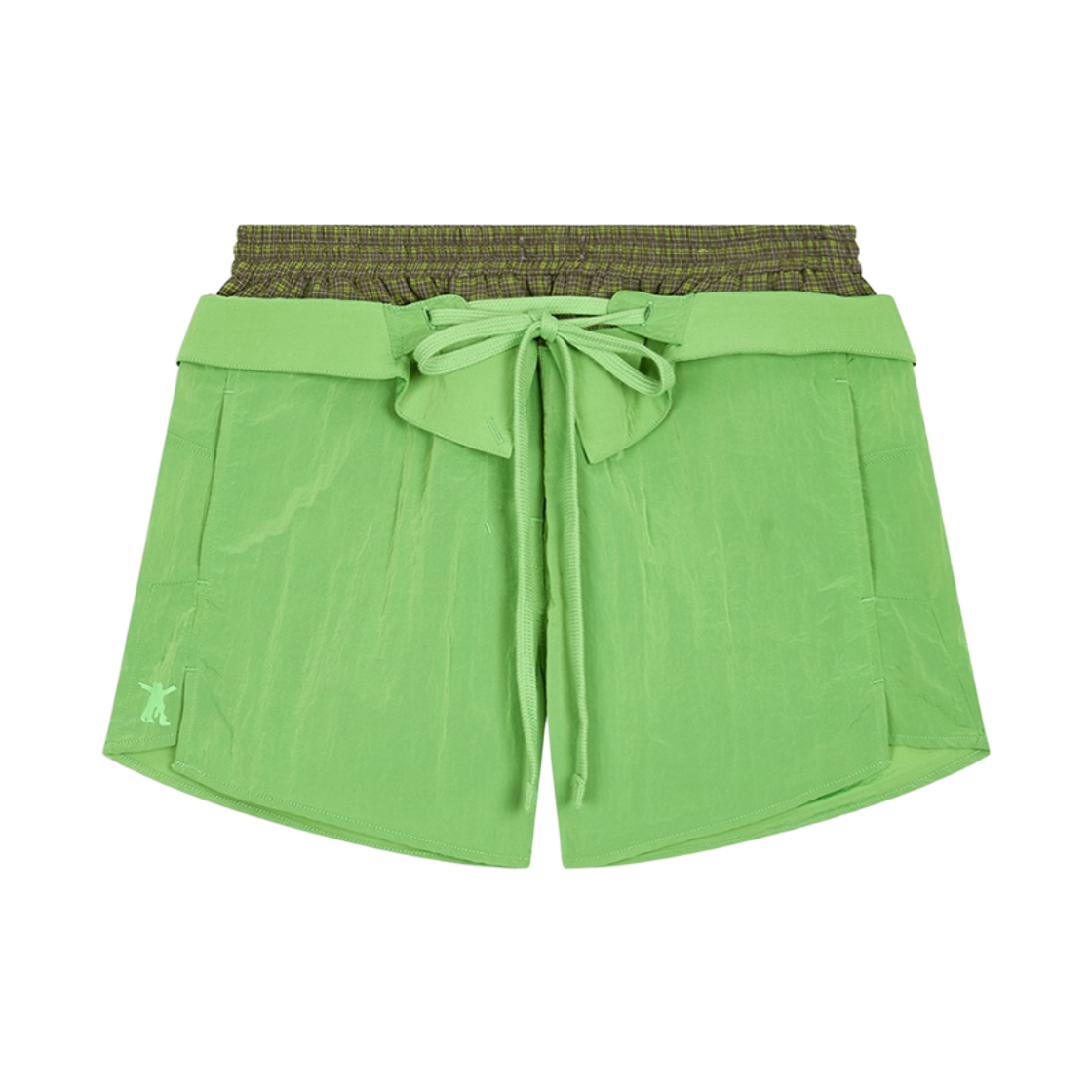 오픈 Yy 컬러 블록 레이어드 쇼츠 라임 그린(Open Yy Color Block Layered Shorts Lime Green)