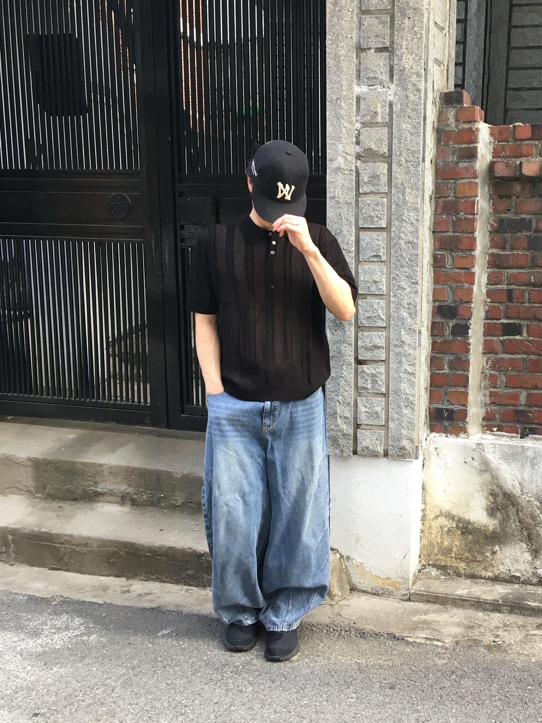 Aoiro 6-Panel Bone A/N Cap Black, Salomon RX Snug Black Magnet 착용 스타일