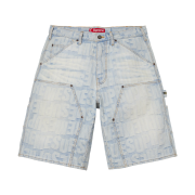 Supreme Repeat Jacquard Double Knee Denim Short Light Washed Indigo - 26SS