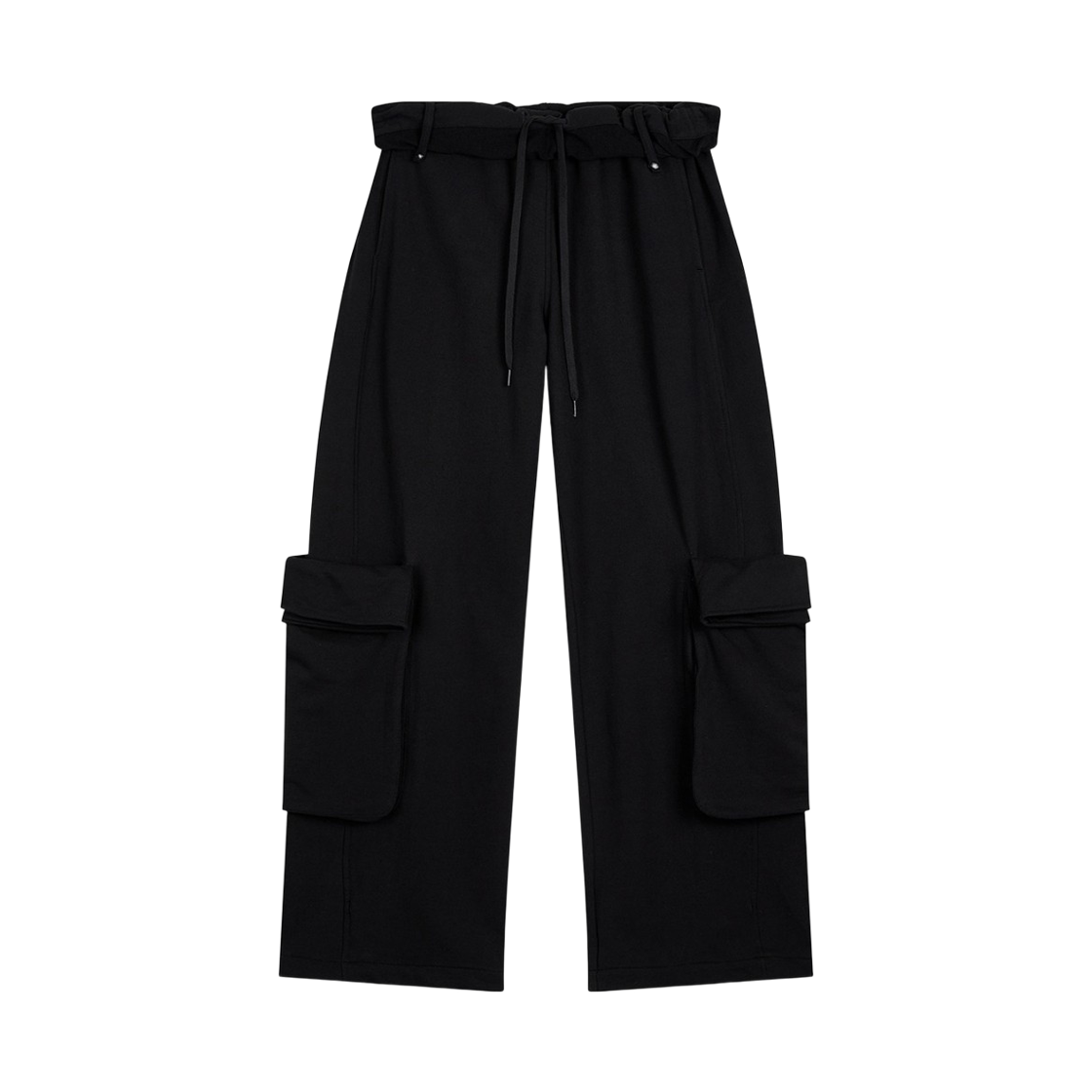 오픈 Yy 롤드 웨이스트 스웨트 카고 팬츠 블랙(Open Yy Rolled Waist Sweat Cargo Pants Black)