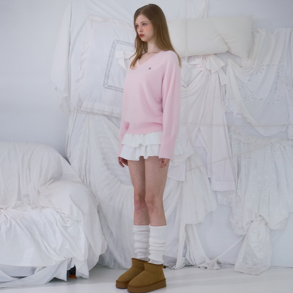 로제프란츠 퍼 브이넥 니트 핑크(Rosefrantz Fur V-neck Knit [Pink]) - 3