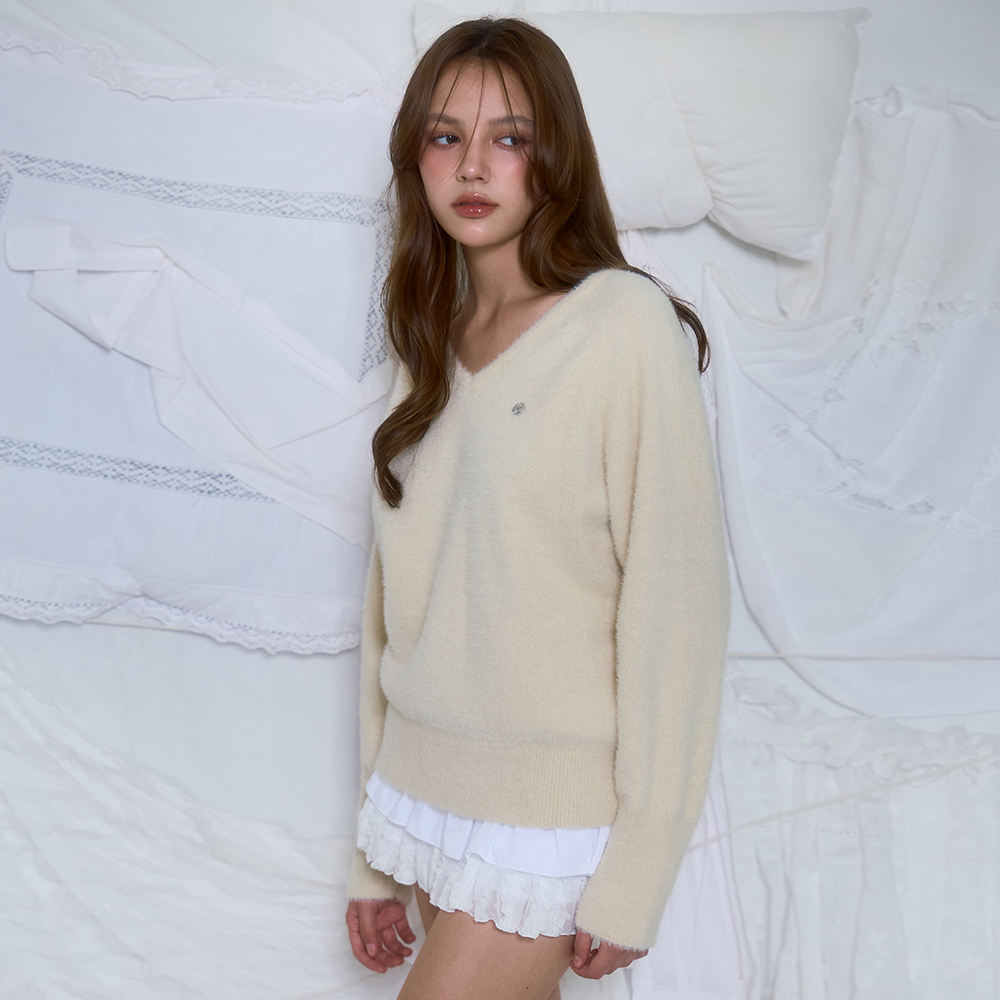 로제프란츠 퍼 브이넥 니트 버터(Rosefrantz Fur V-neck Knit [Butter]) - 4