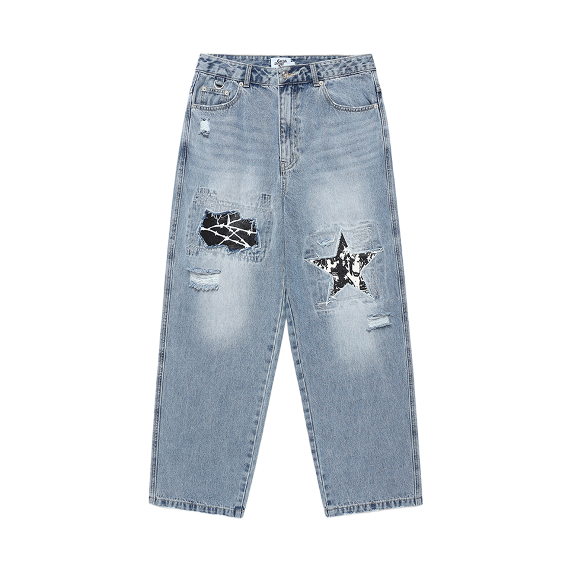CV2ESUD110ABL CAVISH Damaged Star Denim Pants Blue