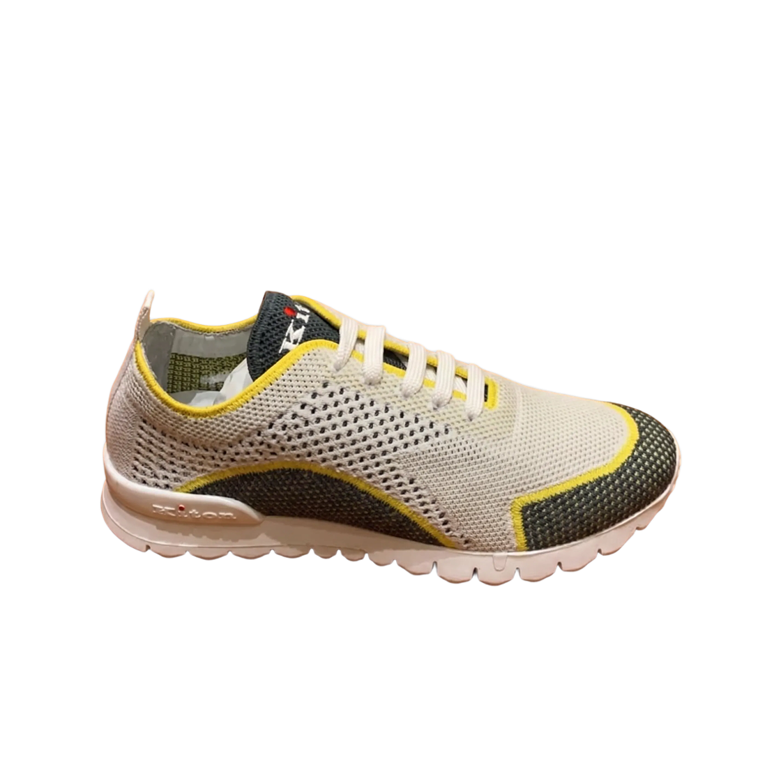 (W) 키톤 코튼 메쉬 스니커즈 화이트 옐로우((W) Kiton Cotton Mesh Sneakers White Yellow) - 1