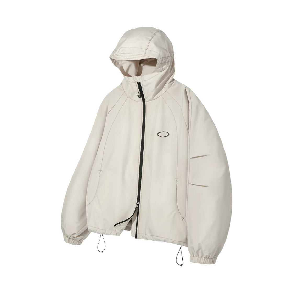 디미트리블랙 발라클라바 슬래쉬 후드 집업 윈드브레이커 크림(Dimitri Black Balaclava Slash Hooded Zip Up Windbreaker Cream)