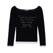 Rosefrantz Lettering Angel Long Sleeve [Black]