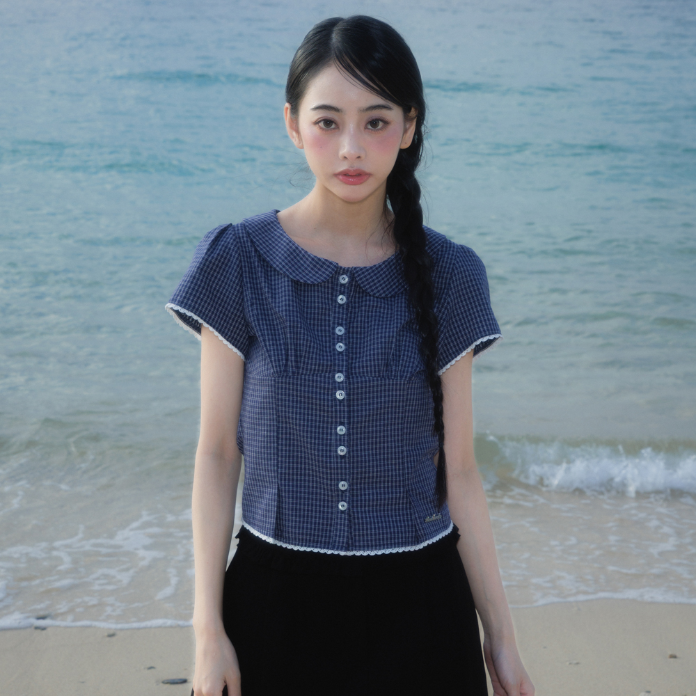 로제프란츠 라운드 카라 반팔 블라우스 네이비(Rosefrantz Round Collar Short Sleeve Blouse [Navy]) - 6