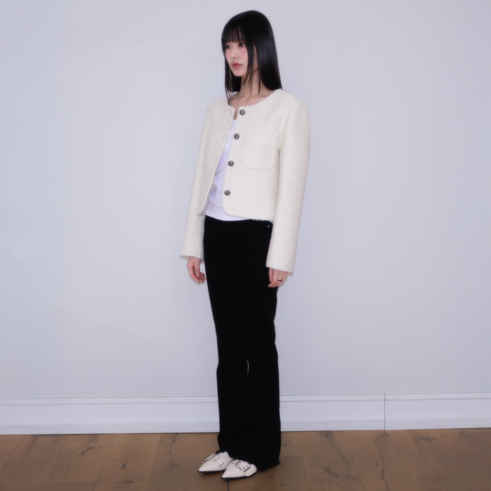 로제프란츠 클래식 버튼 크롭 트위드 자켓 아이보리(Rosefrantz Classic Button Crop Tweed Jacket [Ivory]) - 2