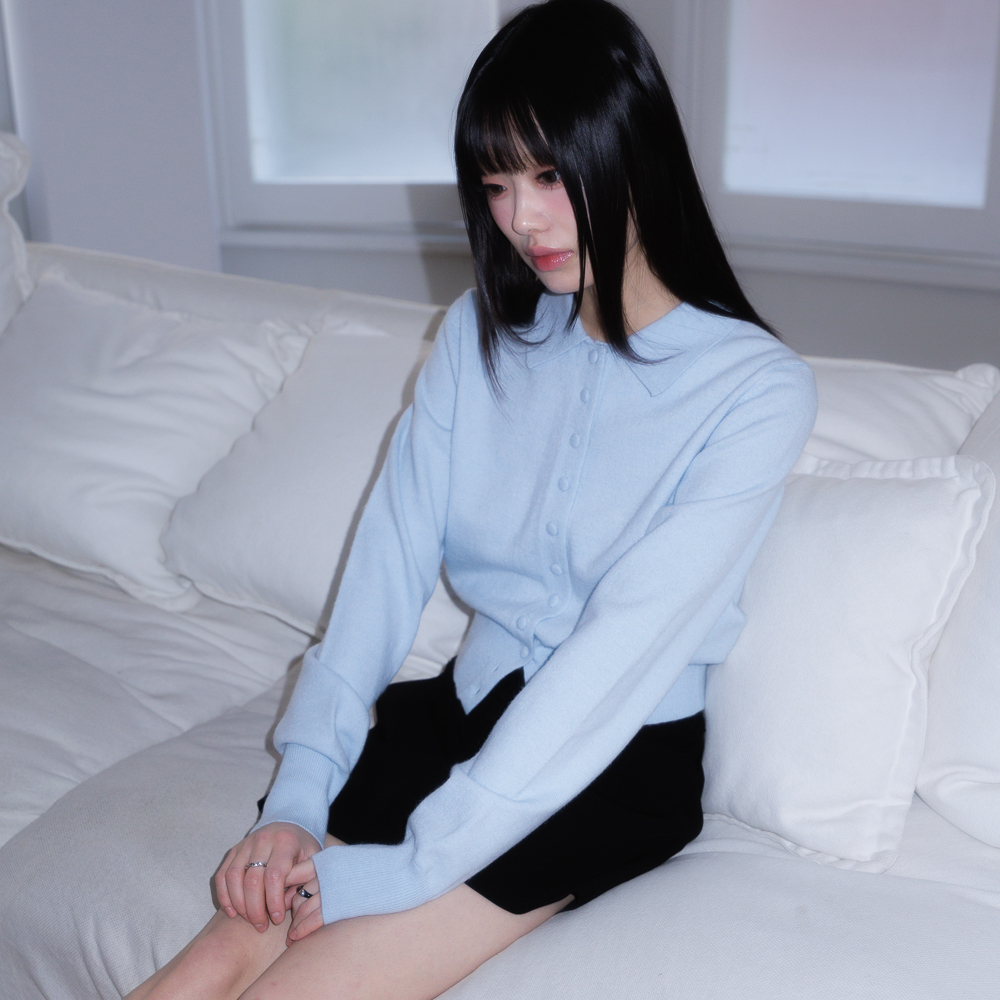 로제프란츠 패브릭 버튼 카라 가디건 스카이 블루(Rosefrantz Fabric Button Collar Cardigan [Sky Blue]) - 6