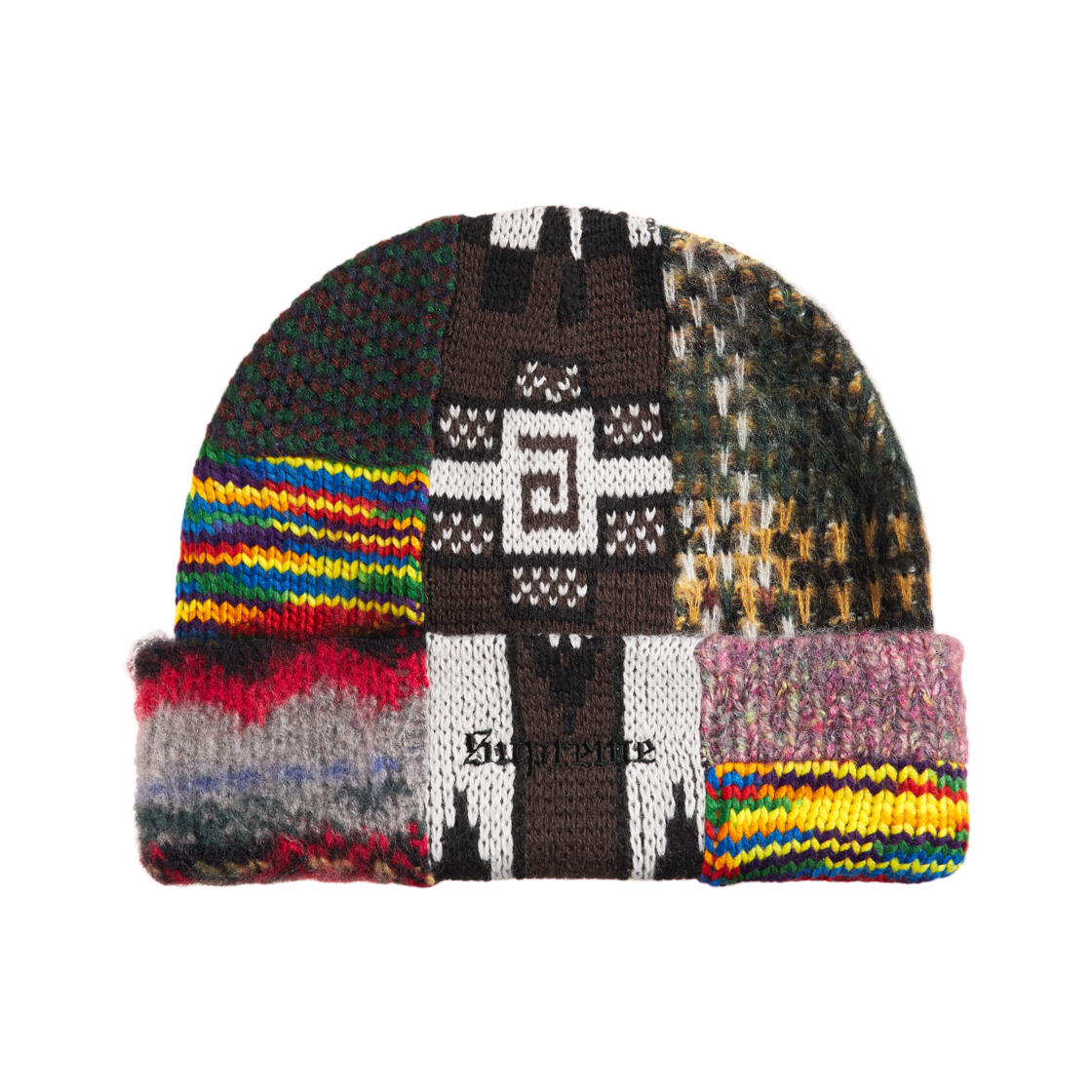 - Supreme Patchwork Beanie Brown - 26SS