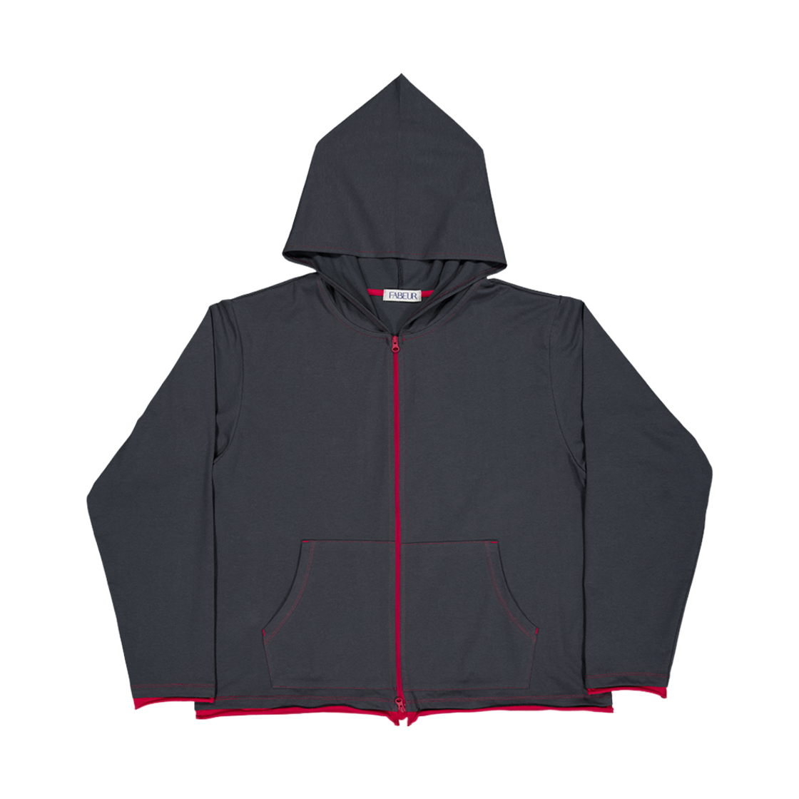 파버 컬러 라인 후드집업 차콜/레드(FABEUR Color Line Hoodie Charcoal/Red) - 1
