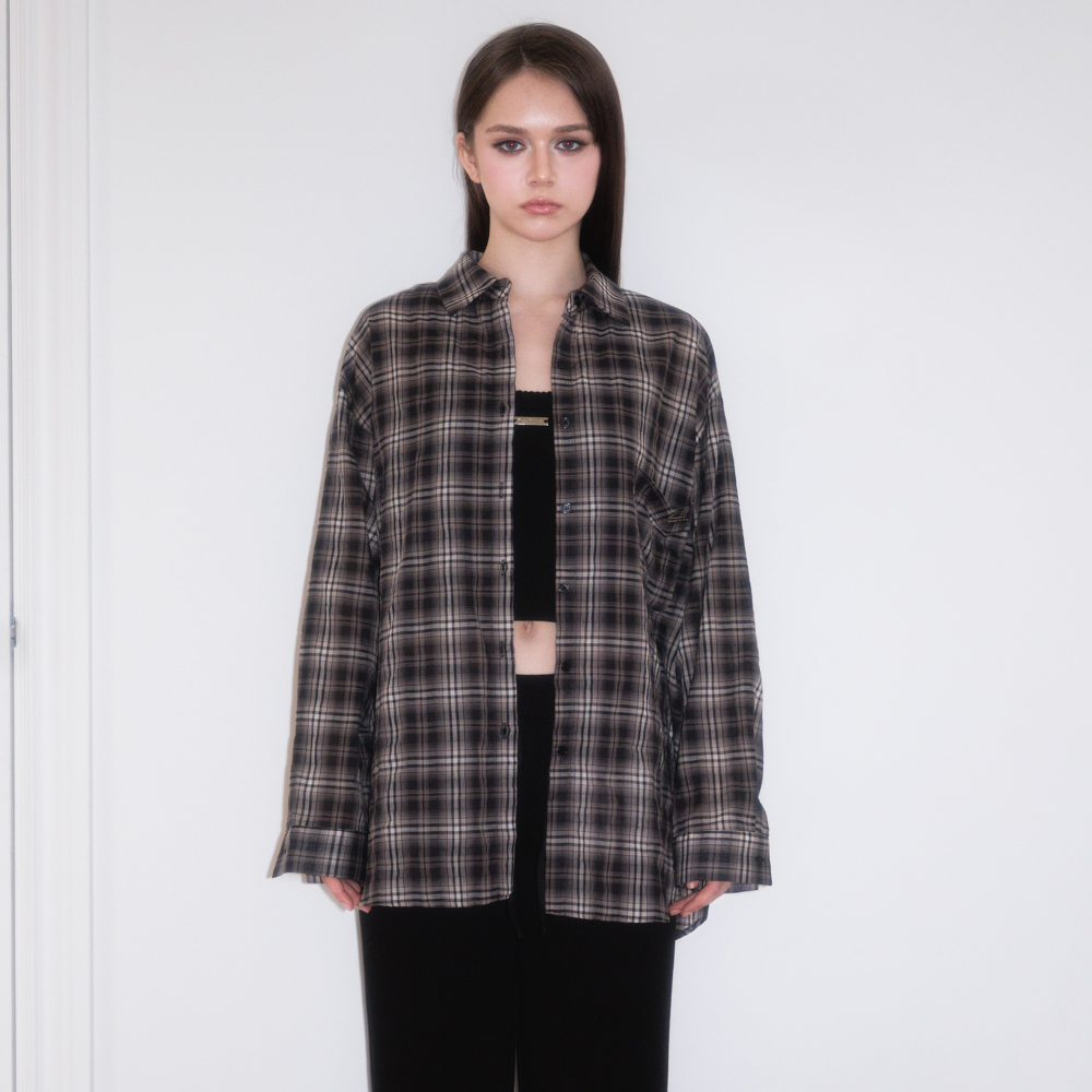 로제프란츠 시스루 체크 오버핏 셔츠 블랙(Rosefrantz See-through Check Overfit Shirt [Black]) - 2