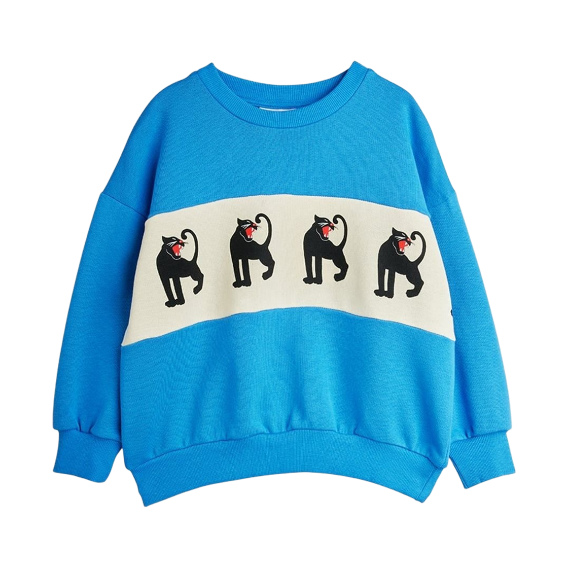 (키즈) 미니 로디니 팬서 패널 스웨트셔츠 블루((Kids) Mini Rodini Panther Panel Sweatshirt Blue)