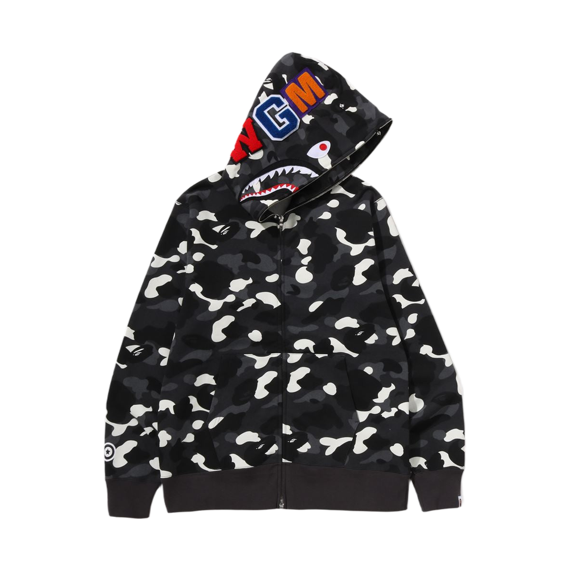 베이프 시티 카모 샤크 레귤러 핏 풀 집 후드 블랙(BAPE City Camo Shark Regular Fit Full Zip Hoodie Black) - 2