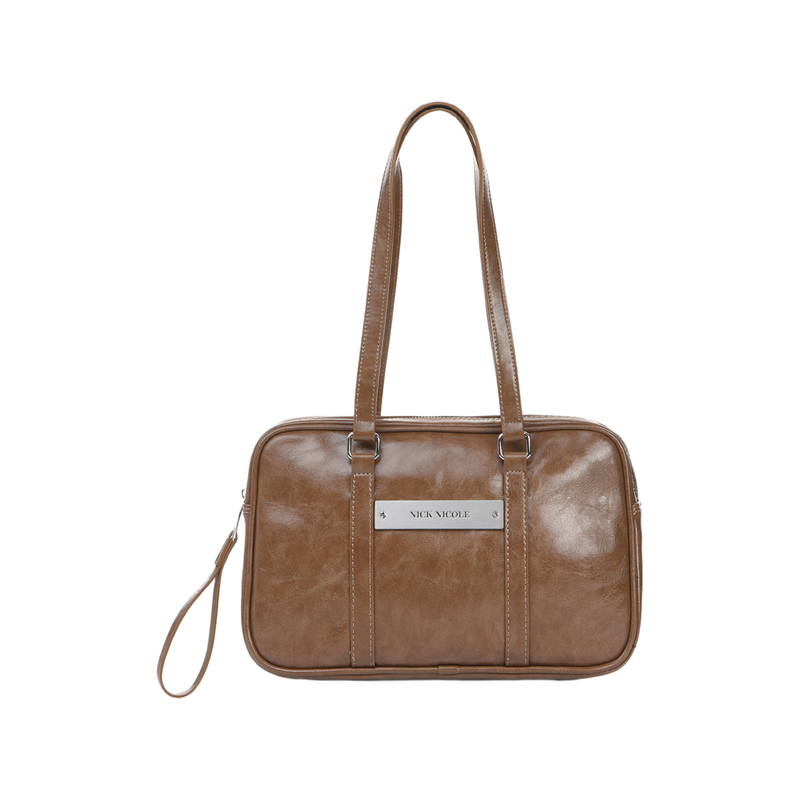 N_SS NICK&NICOLE Crystal Leather Boston Bag Camel
