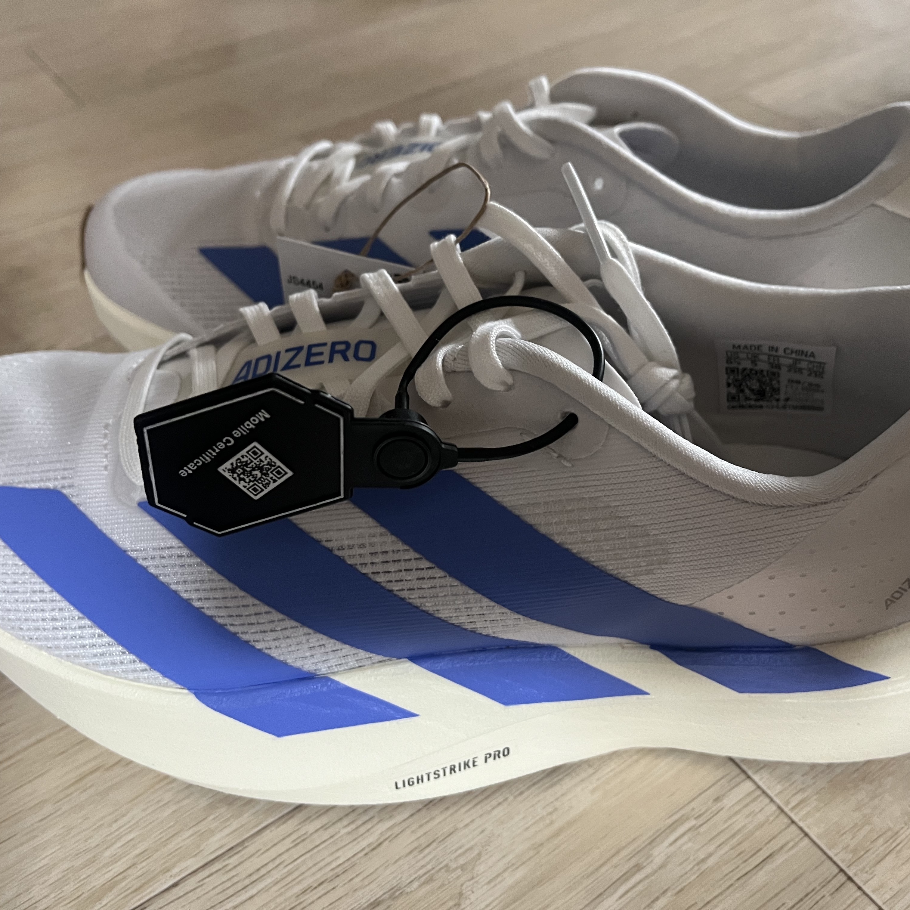 (W) Adidas Adizero Evo SL Cloud White Blue Fusion 착용 스타일 - 1