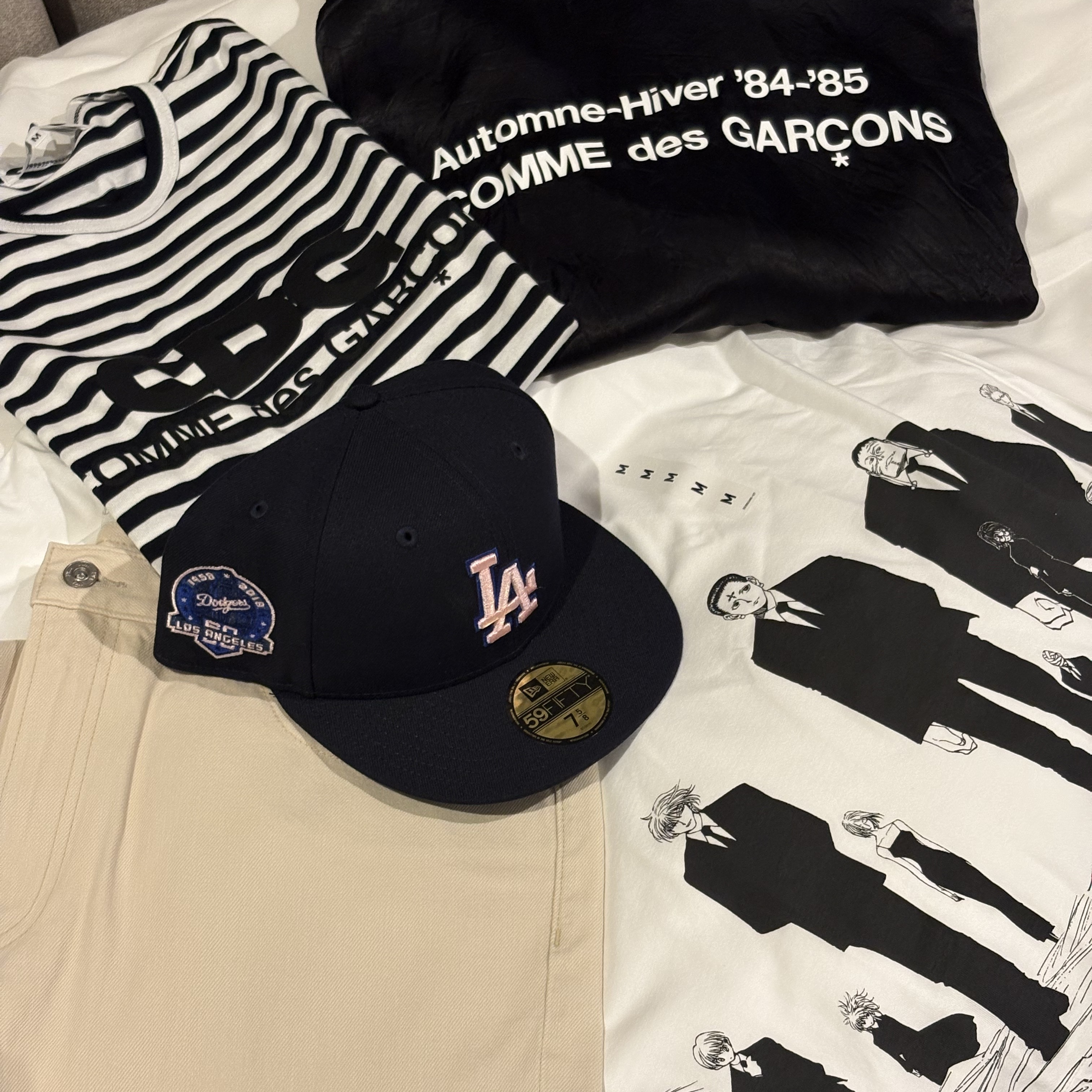 CDG Long Sleeve T-Shirt Black Stripe Black, CDG '84-85 Staff Blouson Black 착용 스타일