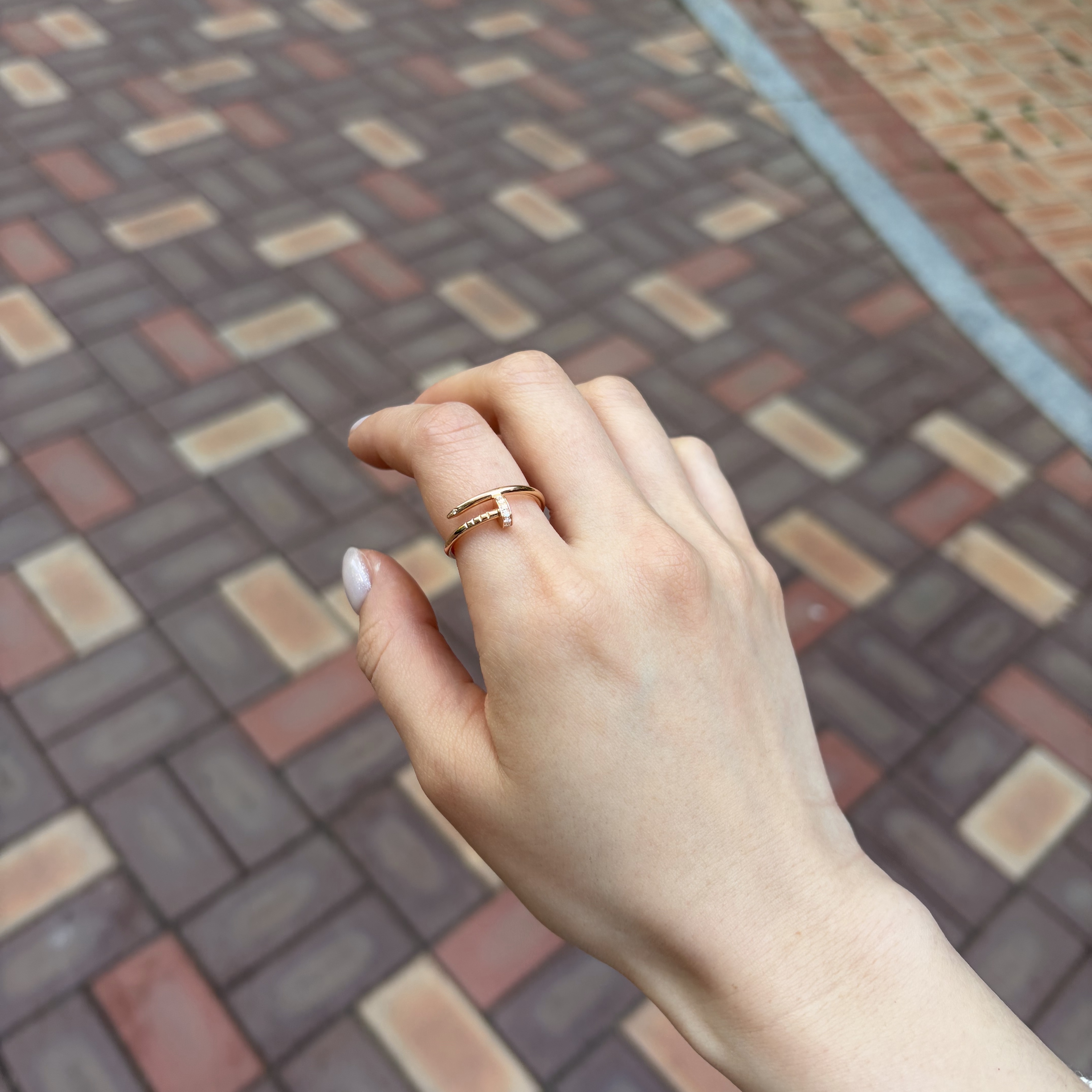 Cartier Juste un Clou Ring Small Pink Gold Diamonds 착용 스타일 - 3
