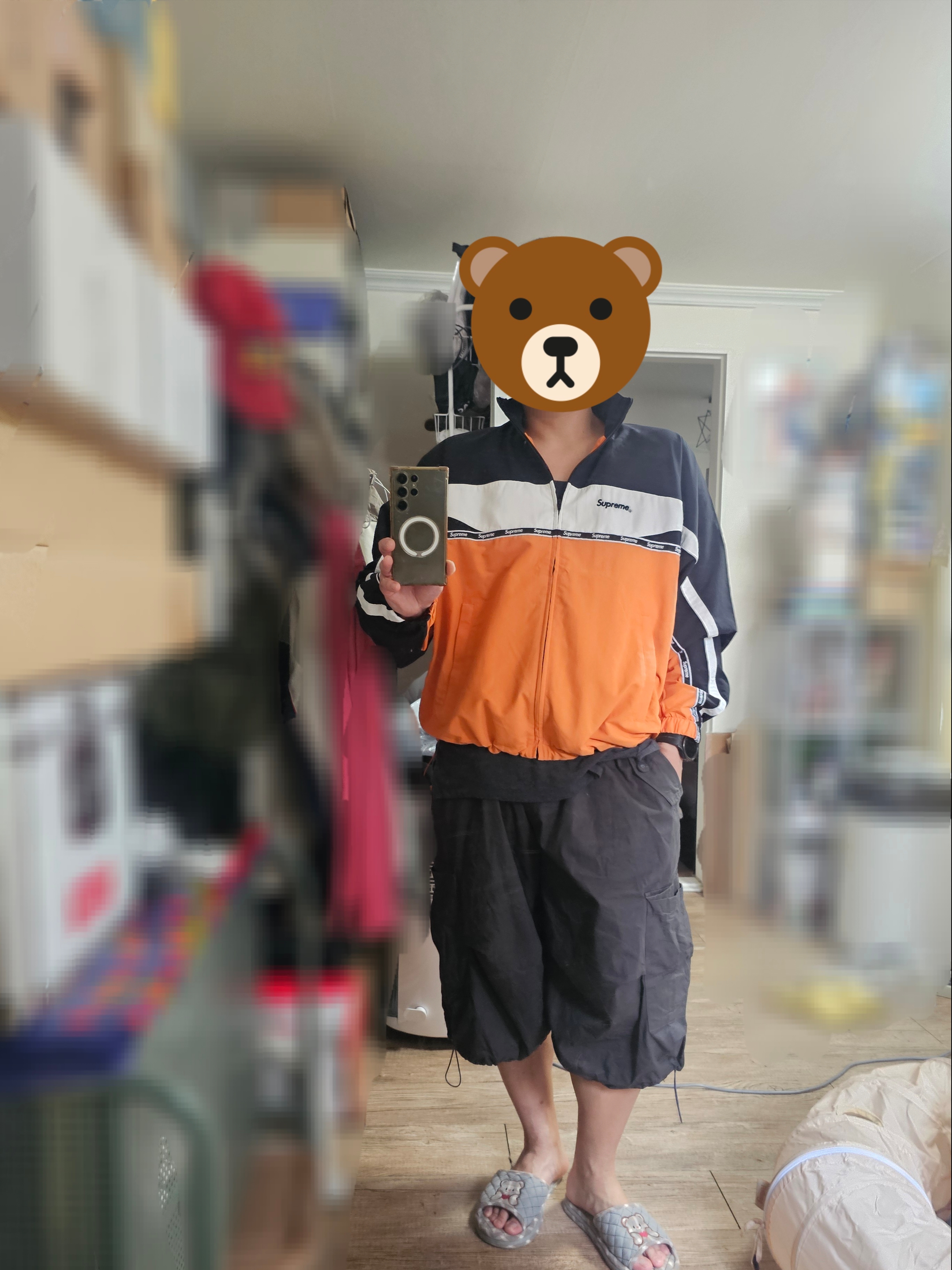 Supreme Logo Taping Track Jacket Orange - 26SS 착용 스타일 - 3